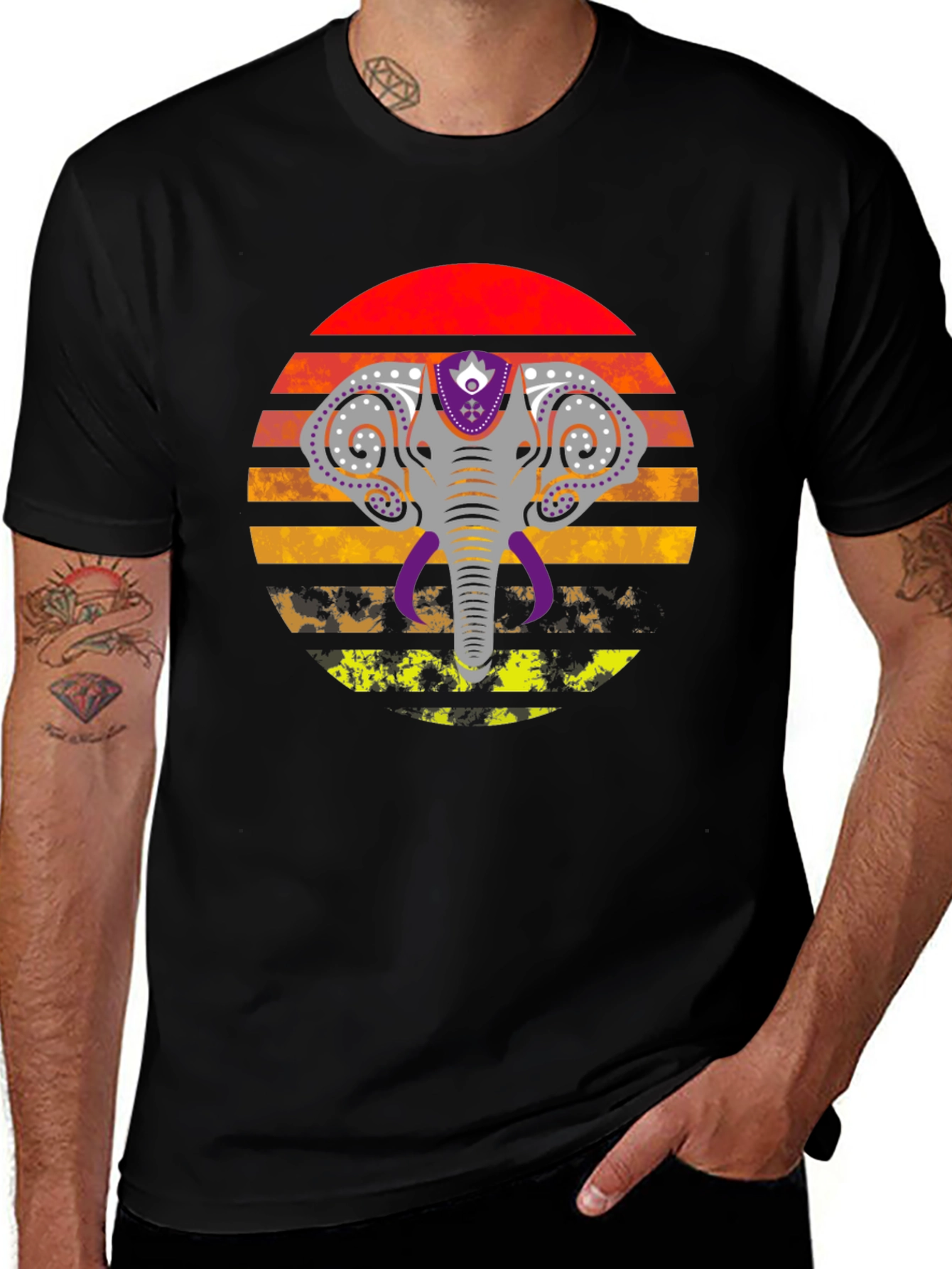 Variant 3 of Elephant Sunset Graphic Tee - Unisex