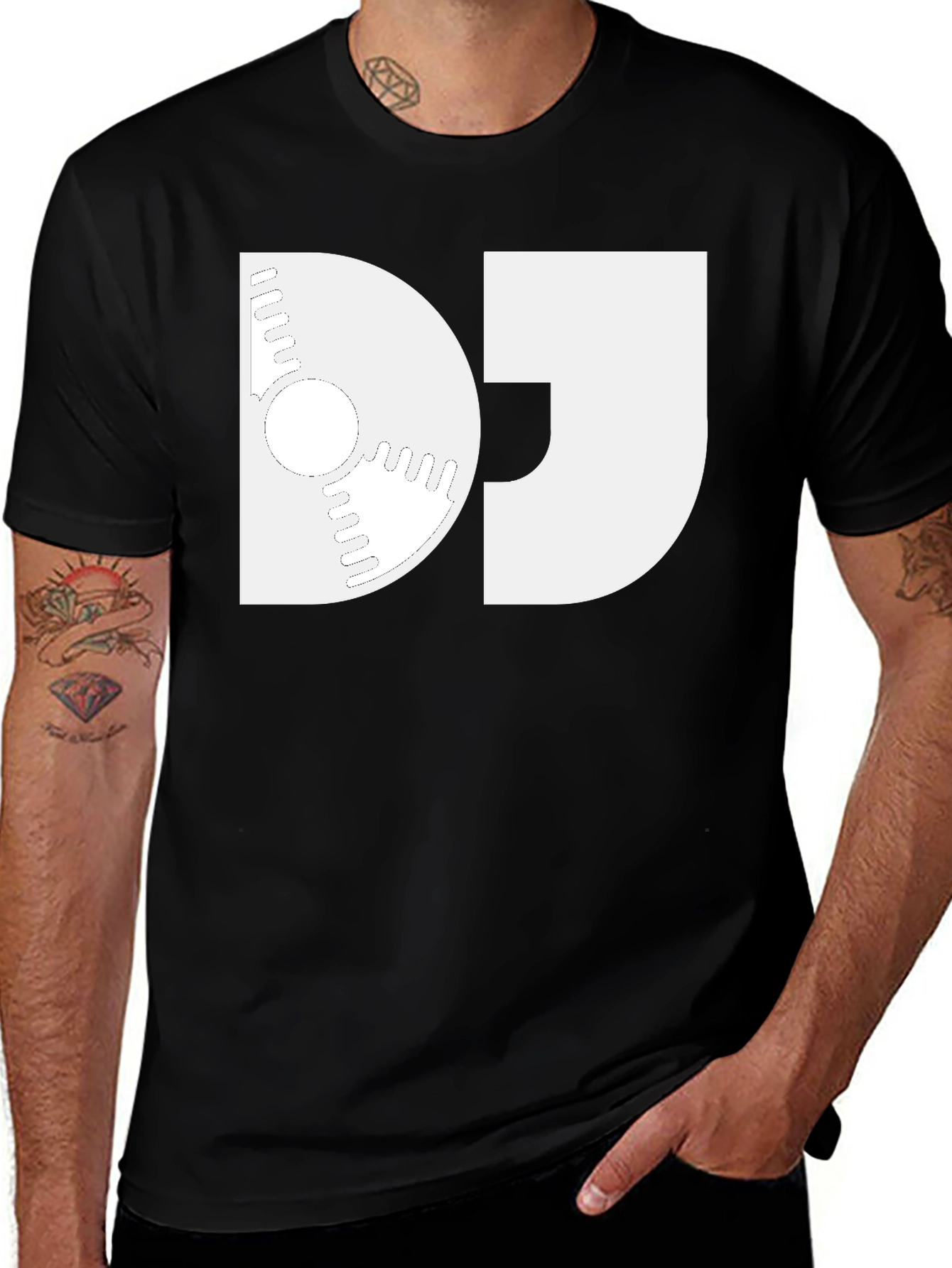 DJ Turntable Graphic T-Shirt - Black Cotton Tee