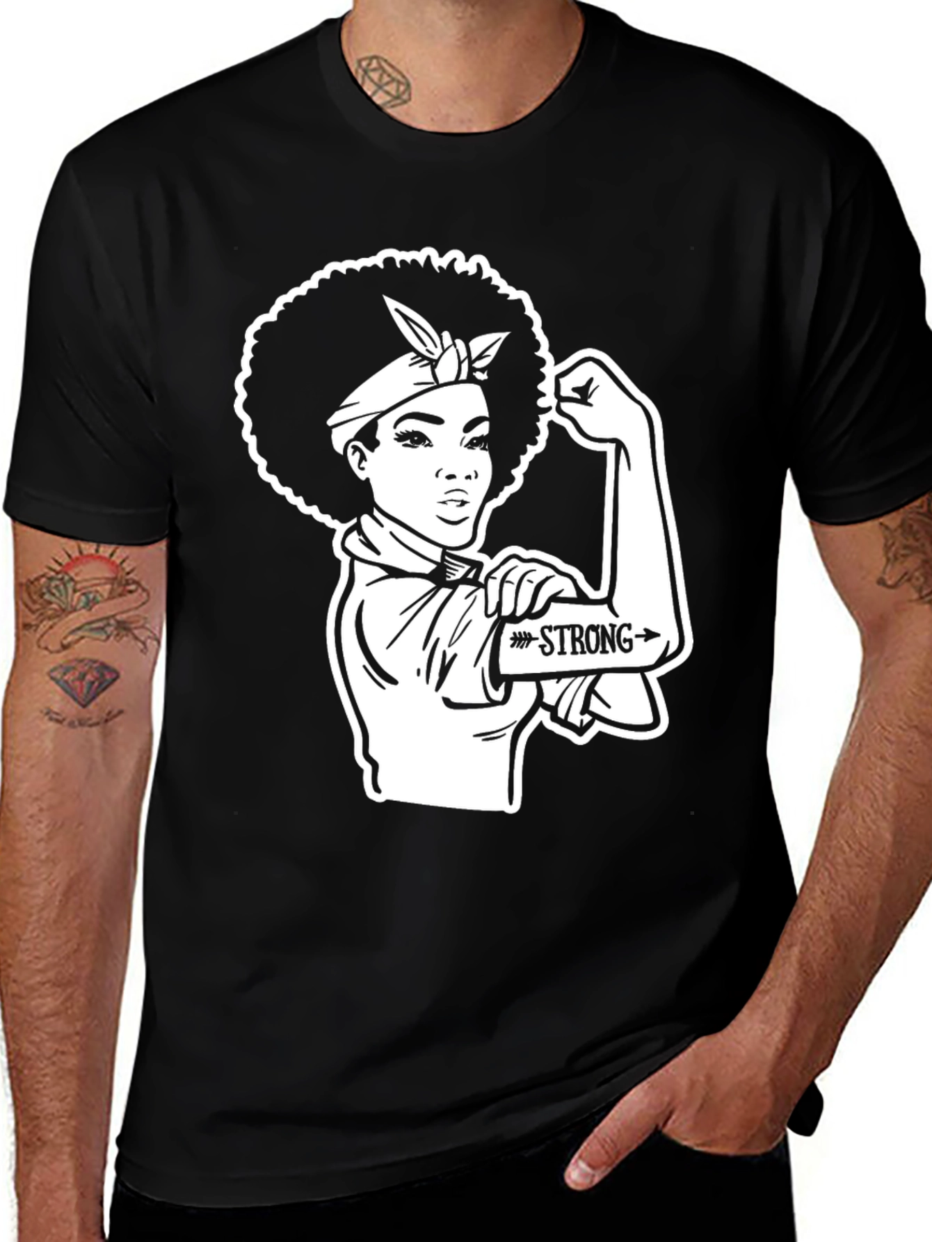 Variant 2 of Empowered Woman T-Shirt - Rosie the Riveter Style