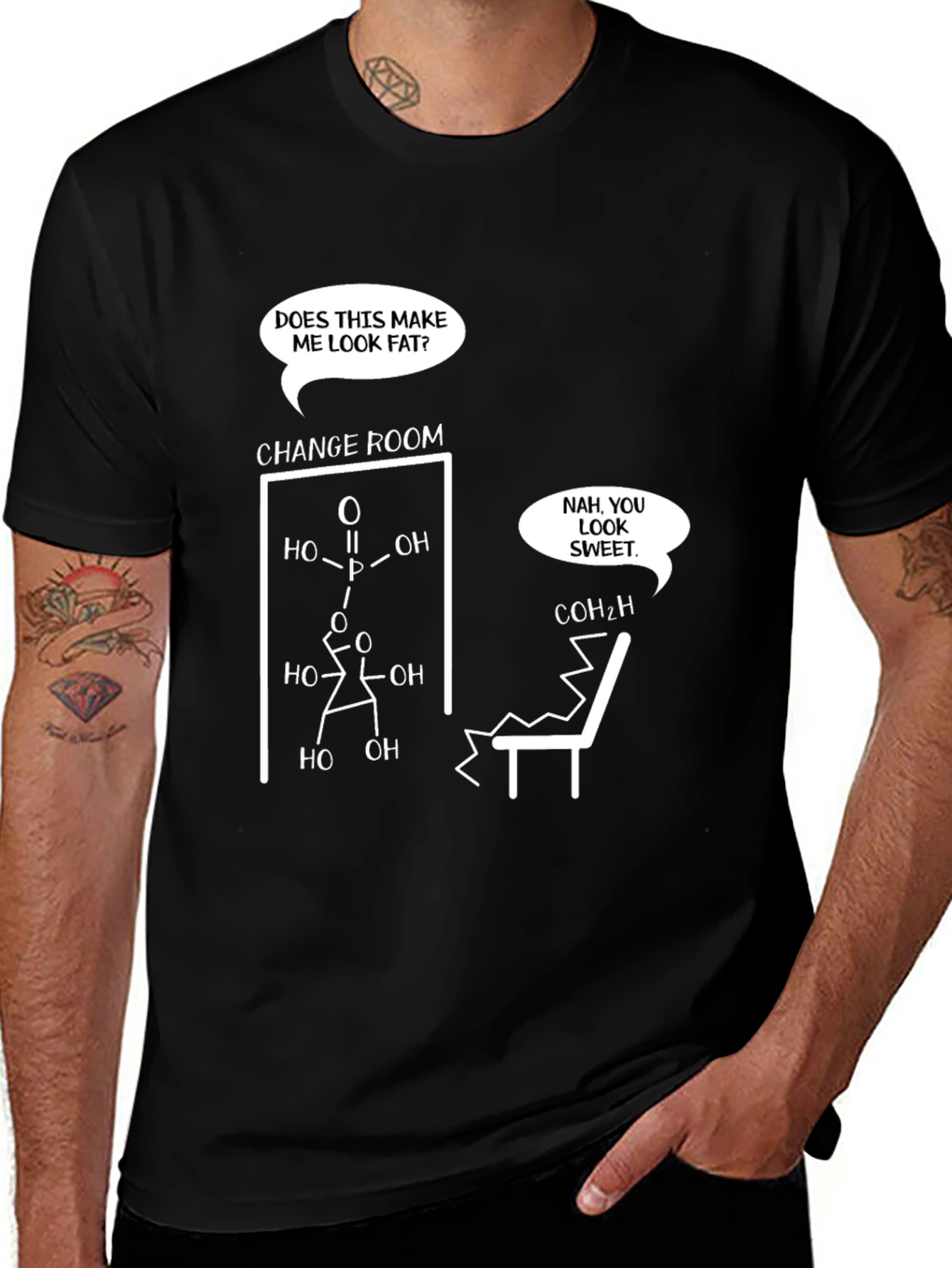 Variant 30 of Funny Chemistry T-Shirt: Does This Make Me Look Fat?