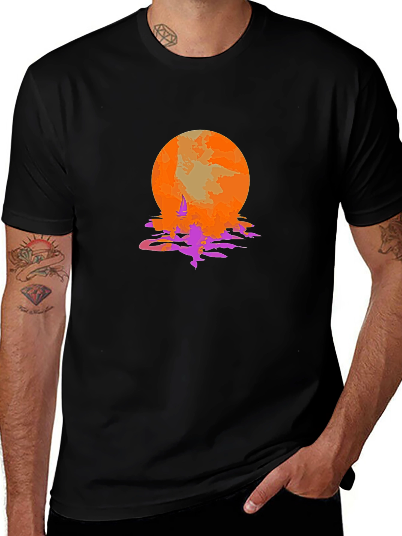Variant 3 of Sunset Sailing Graphic Tee - Retro Style