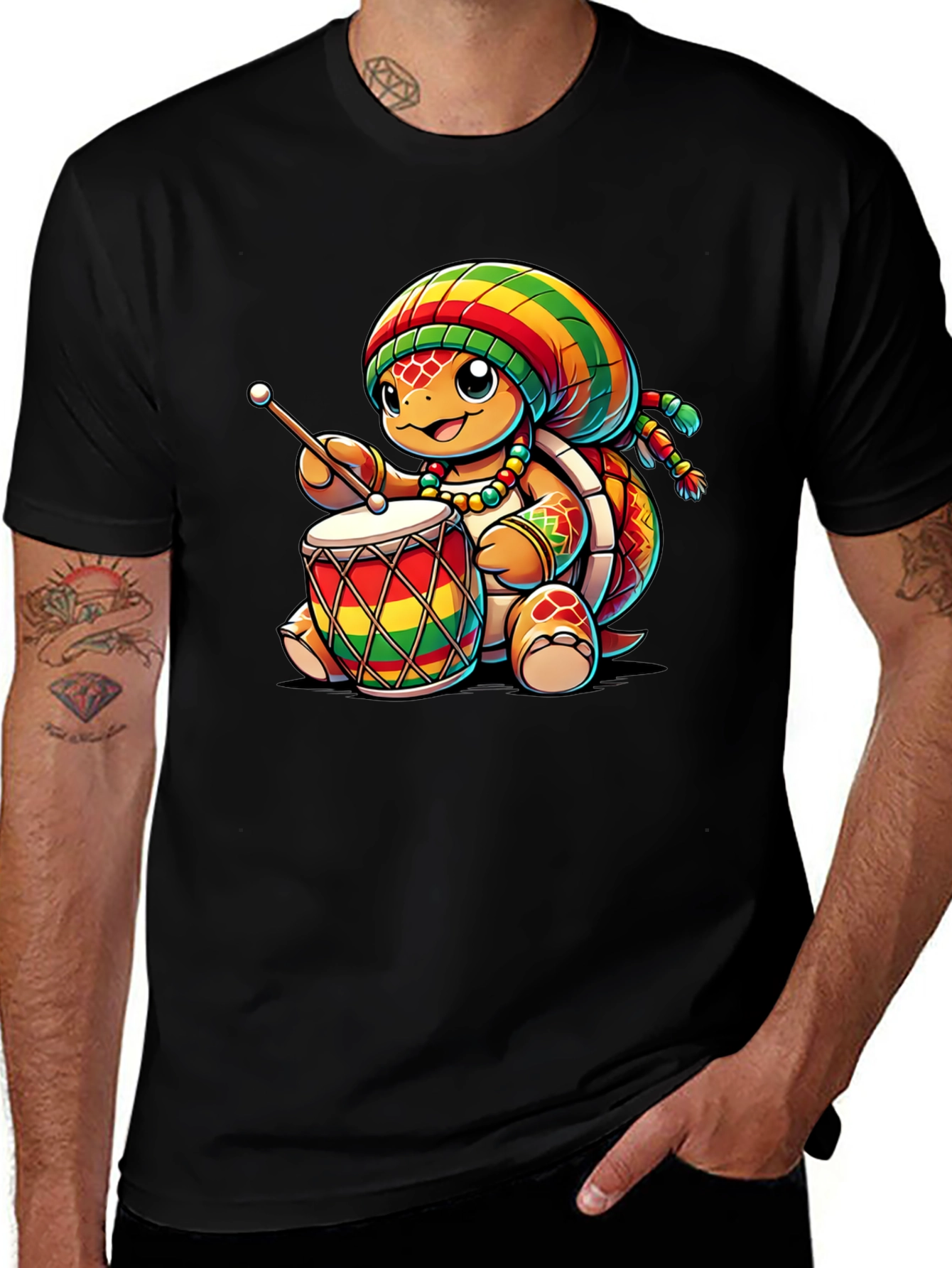 Variant 13 of Rasta Turtle Drummer T-Shirt