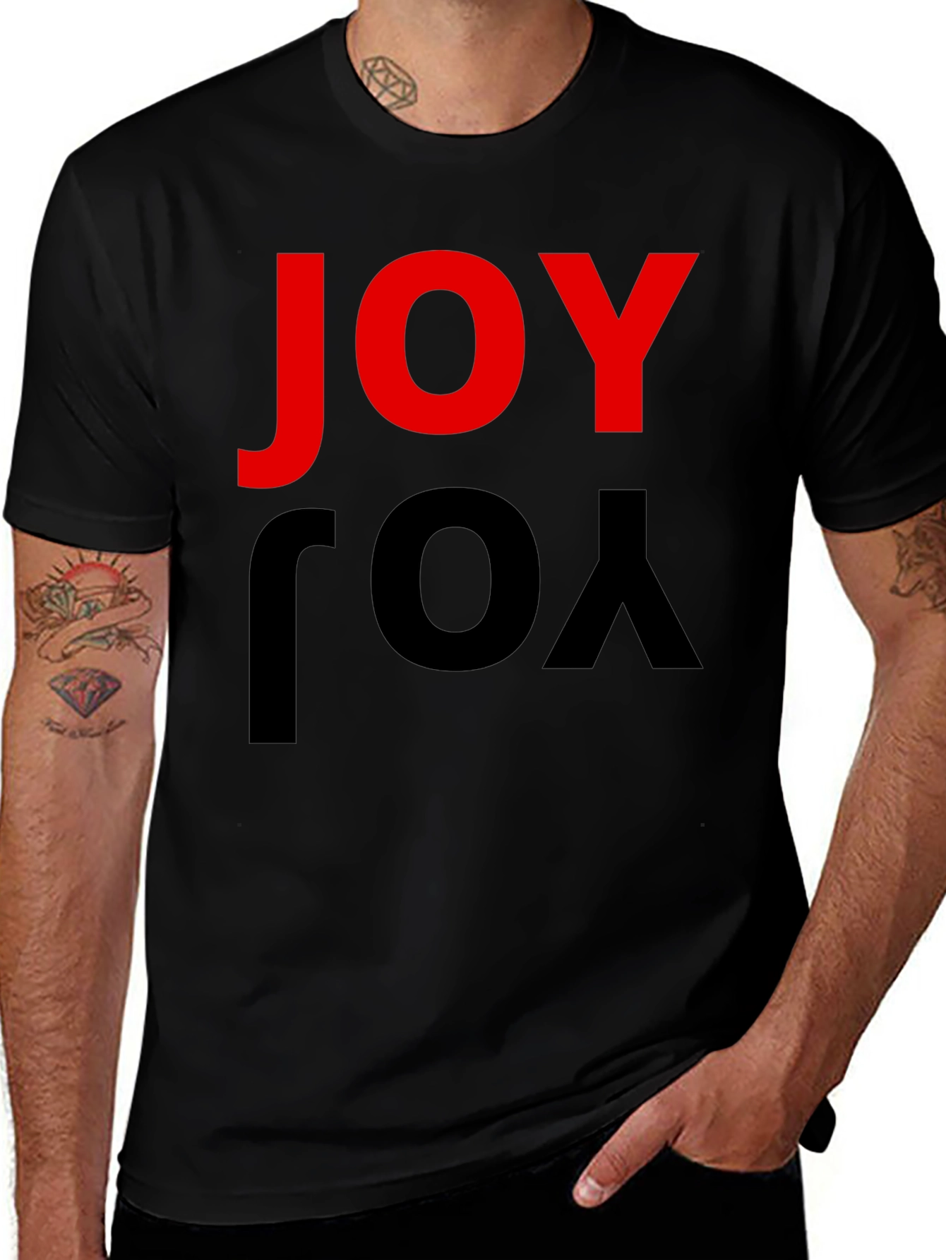 Joy Inverted Graphic Tee - Black Crew Neck Casual Wear