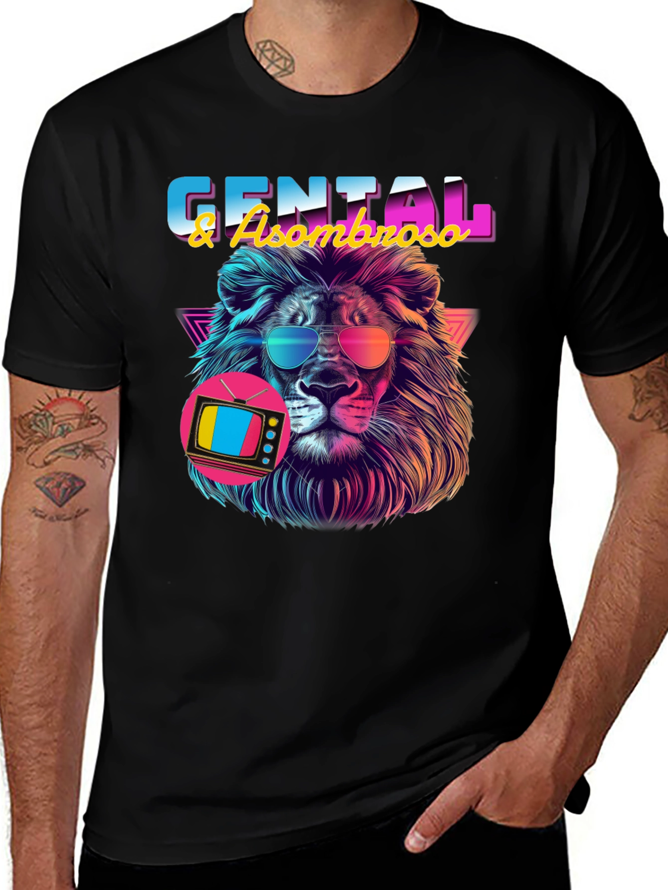 Variant 11 of Retro Lion Graphic Tee - GENTAL & Asombroso Design