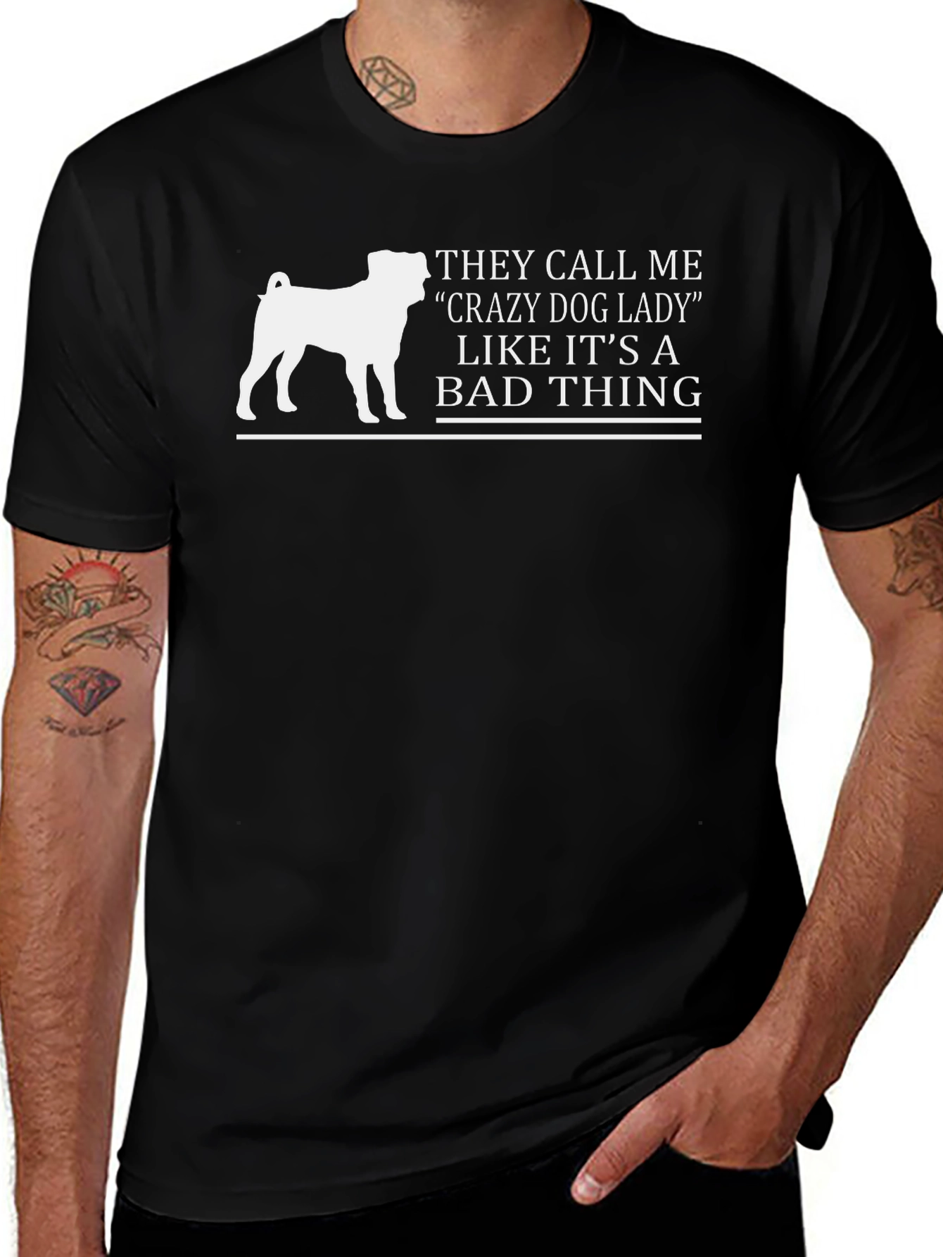 Variant 8 of Crazy Dog Lady T-Shirt - Black