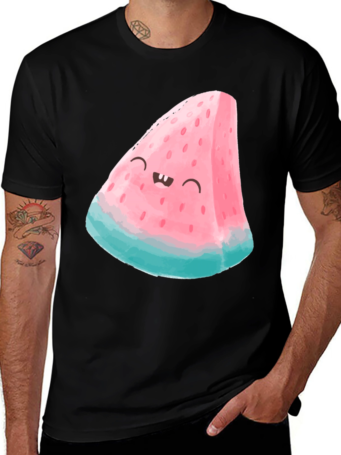 Variant 2 of Funny Watermelon Slice Graphic Tee - Black
