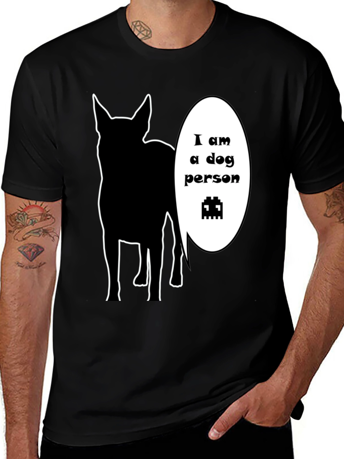 Variant 14 of Dog Person T-Shirt Black Cotton Animal Lover Tee