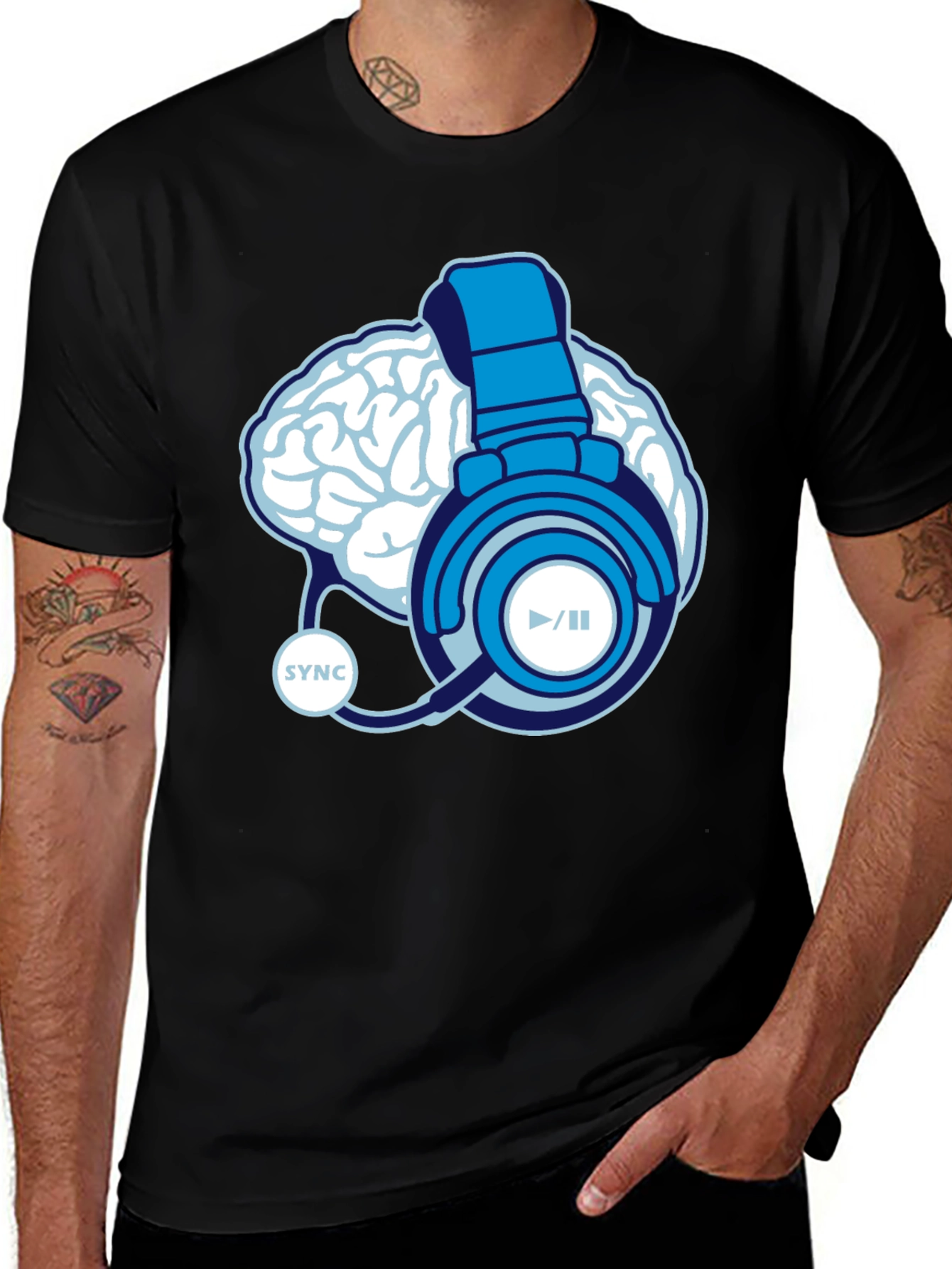 Variant 26 of Brain Sync Headphones Graphic T-Shirt