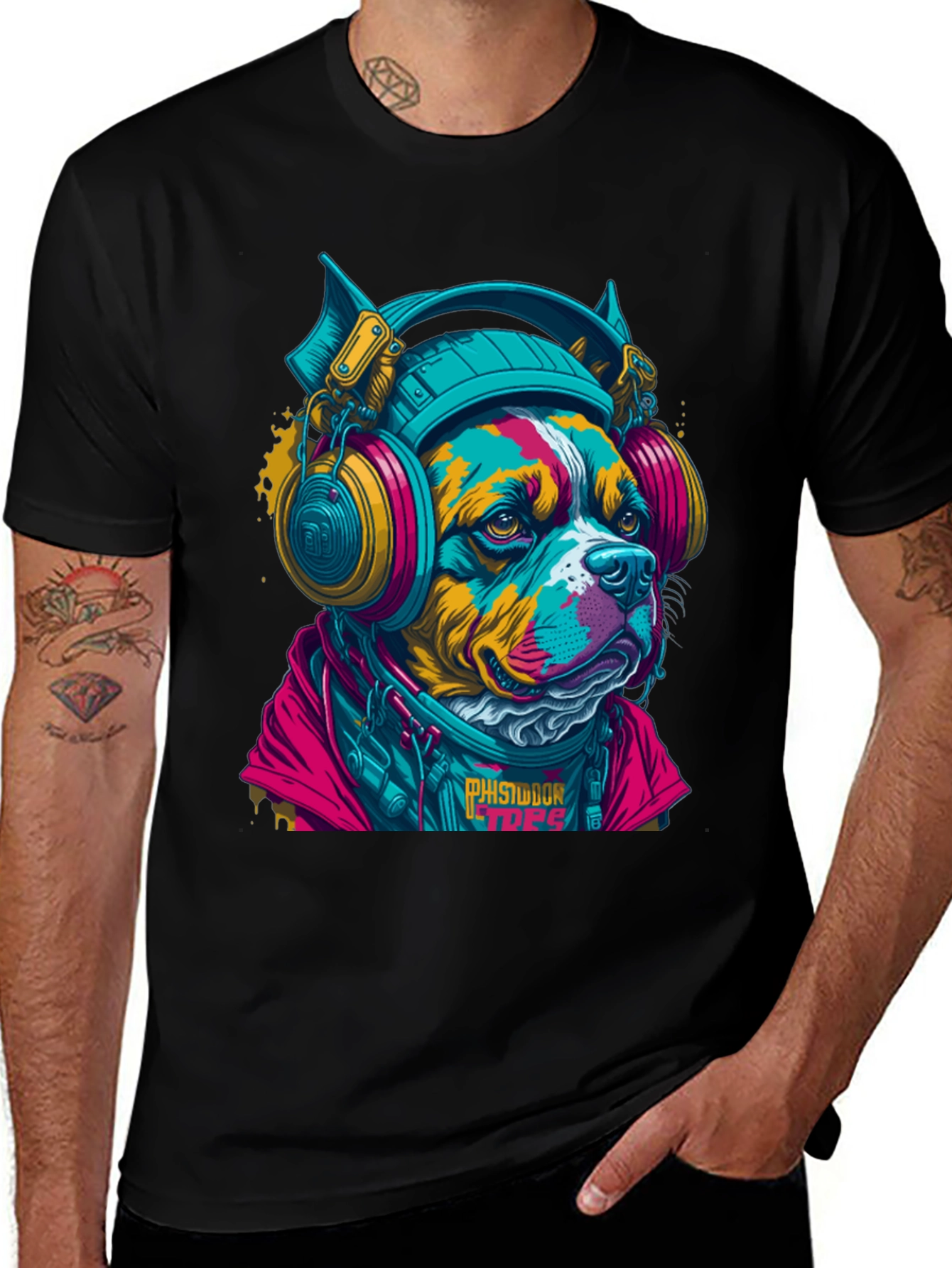 Variant 4 of Dog with Headphones Graphic T-Shirt