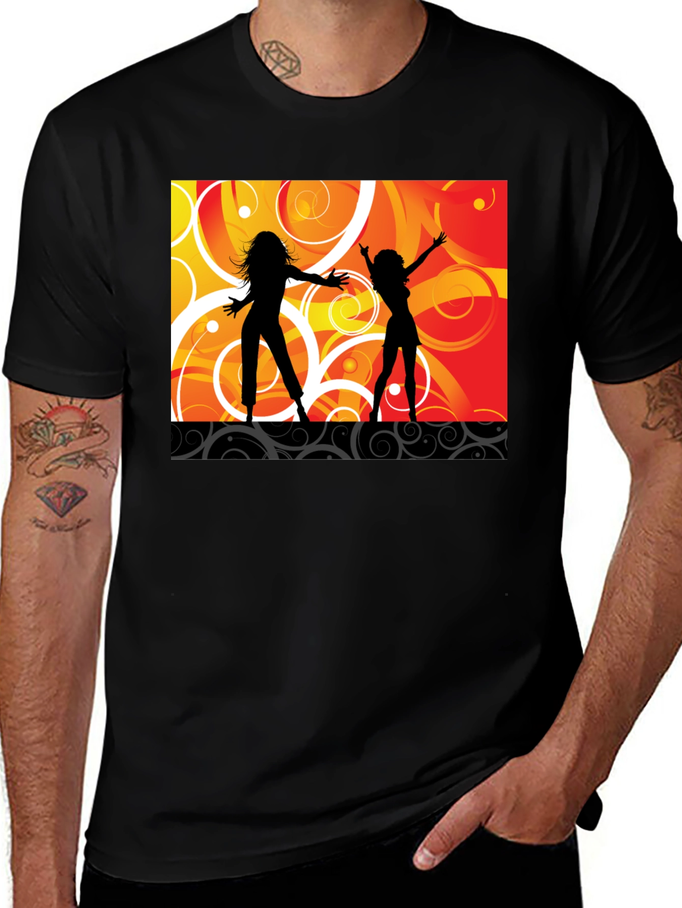 Variant 29 of Retro Dance Silhouette Graphic Tee - Black