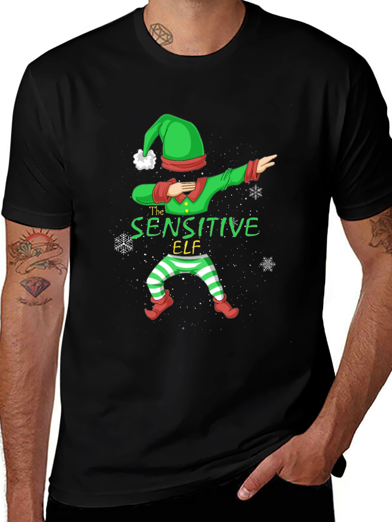 Variant 27 of Sensitive Elf Dabbing Christmas T-Shirt