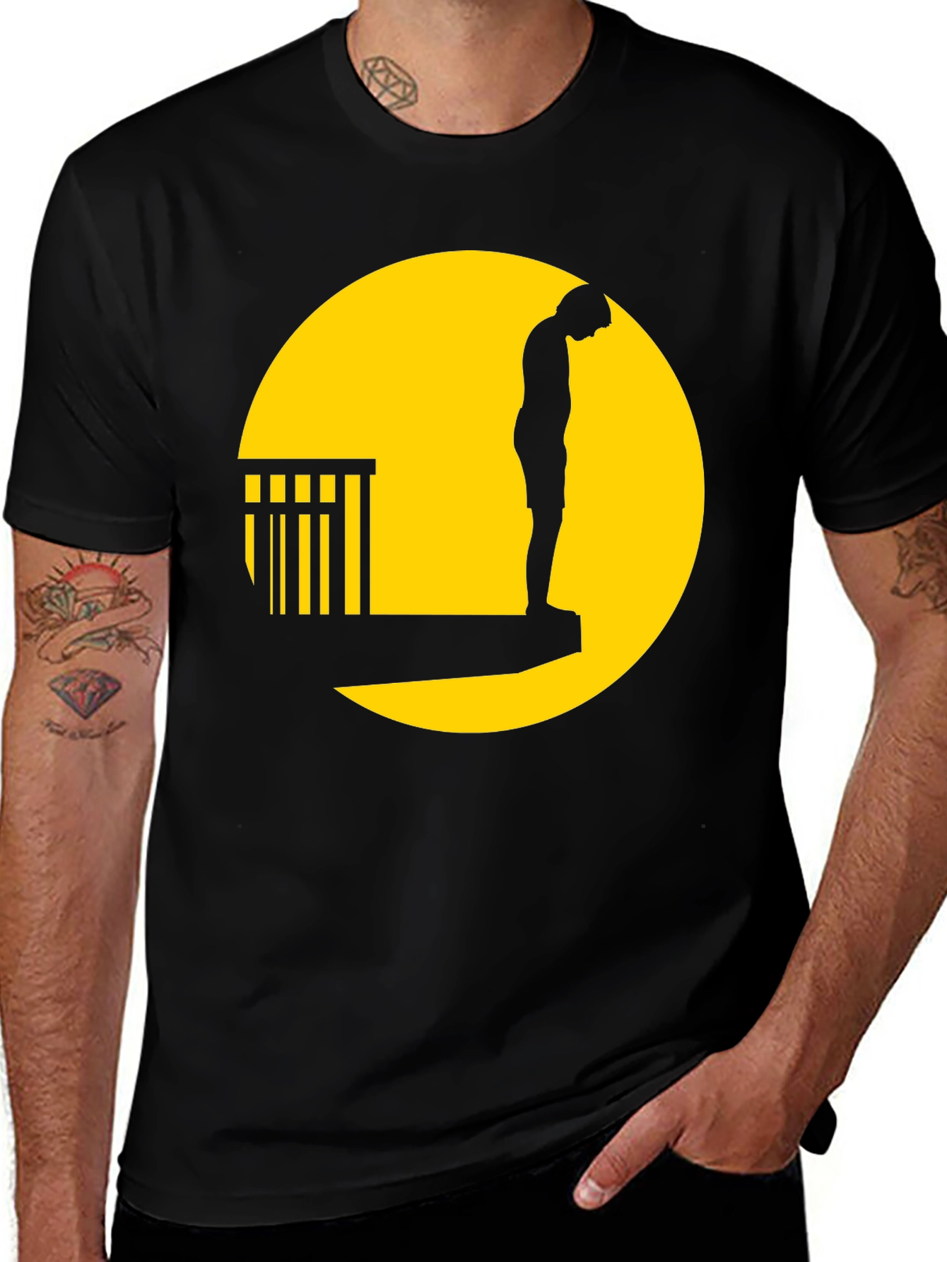 Variant 8 of Black T-Shirt with Moon Silhouette Graphic