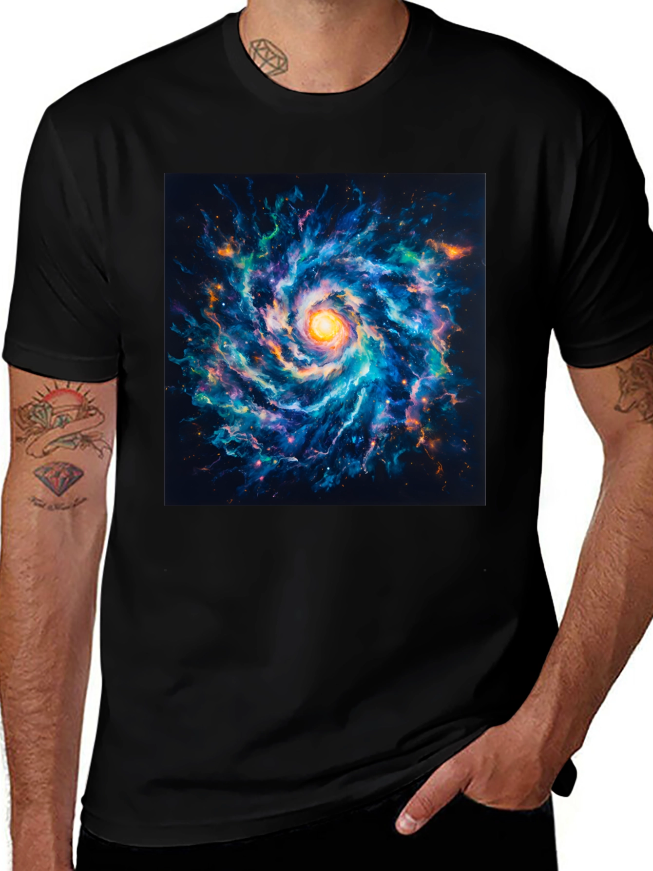 Variant 12 of Galaxy Swirl Graphic Black T-Shirt