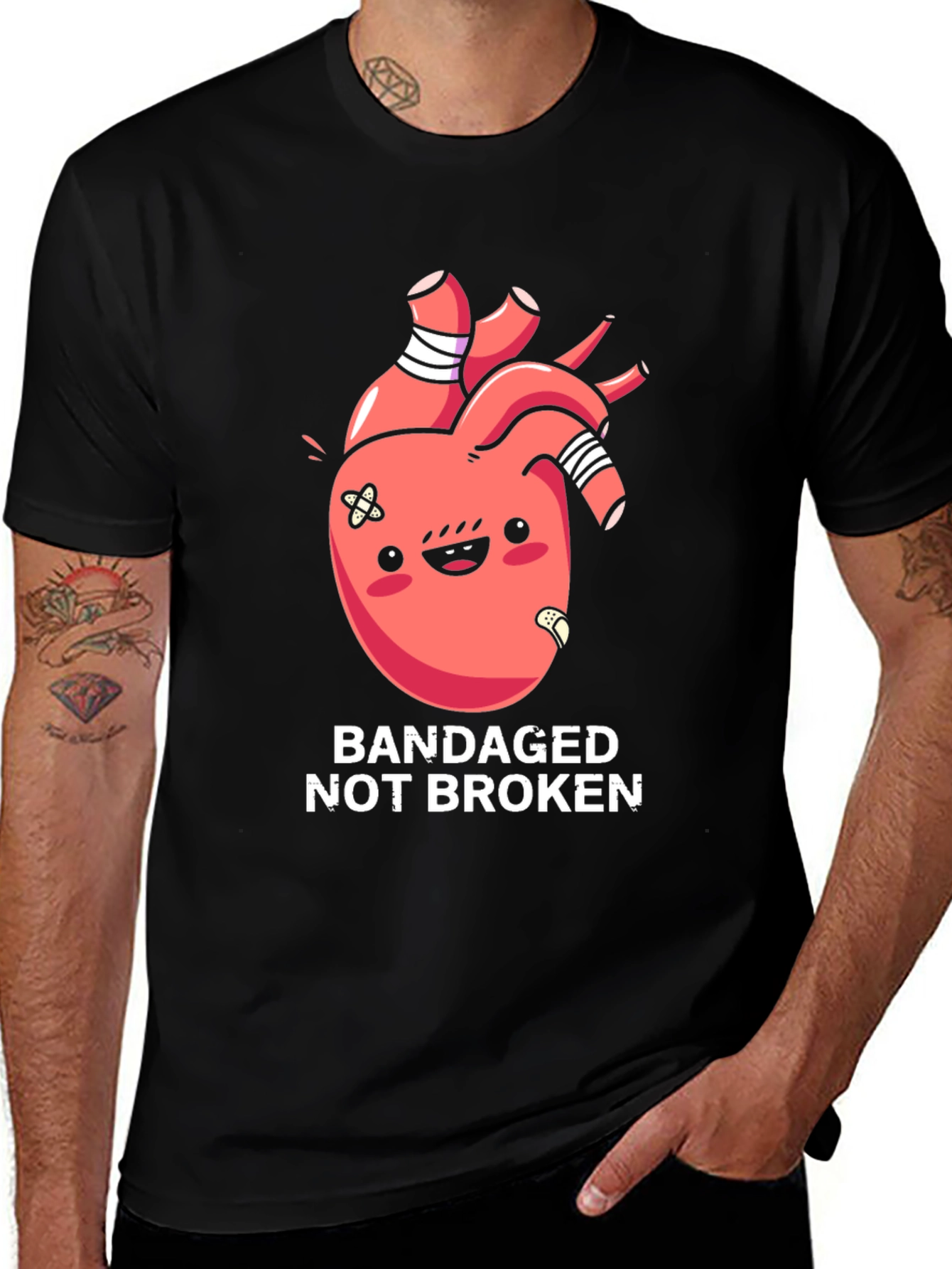 Variant 9 of Bandaged Heart Graphic Tee - Not Broken T-Shirt