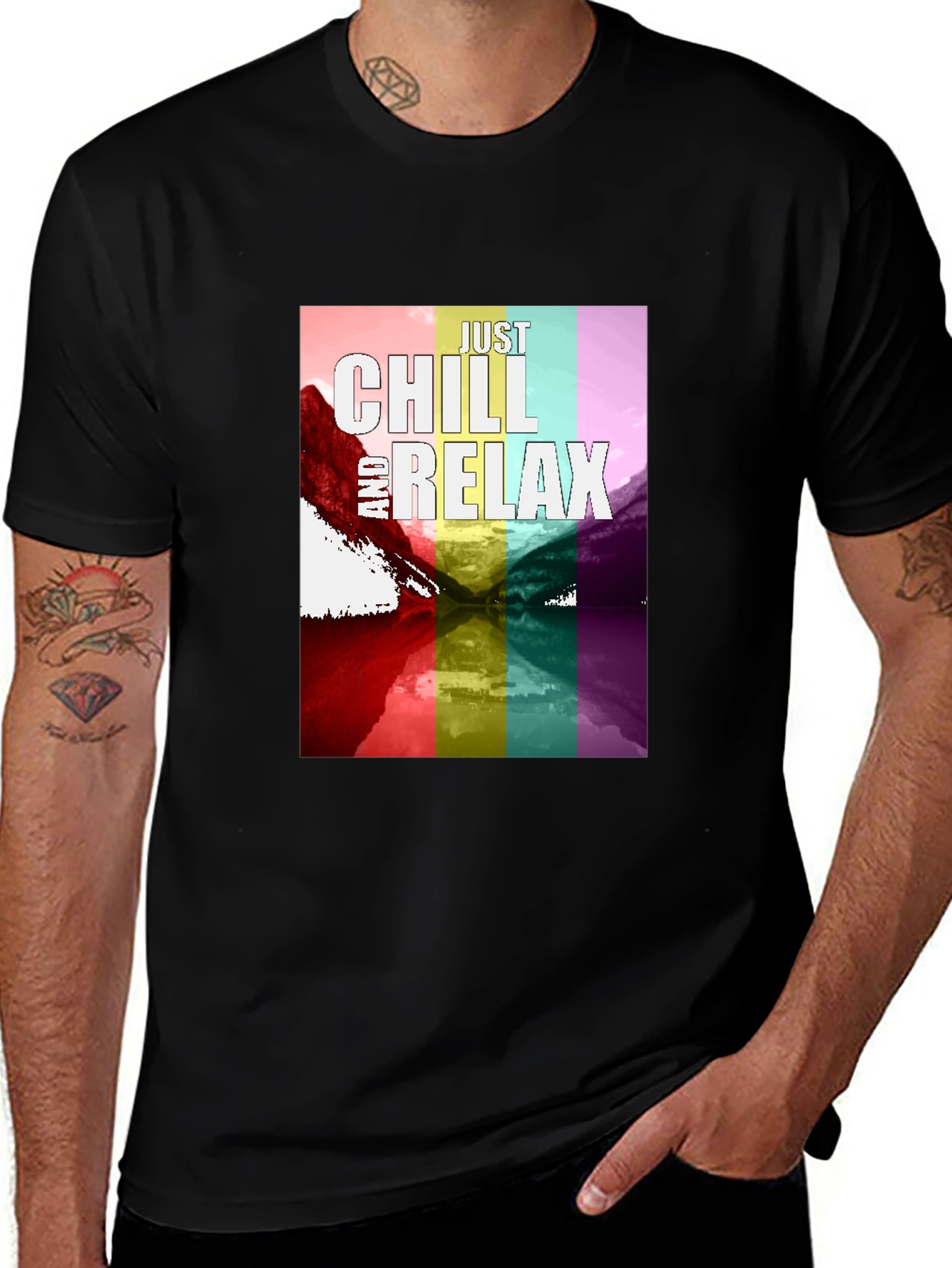 Variant 12 of Just Chill and Relax T-Shirt - Rainbow Design