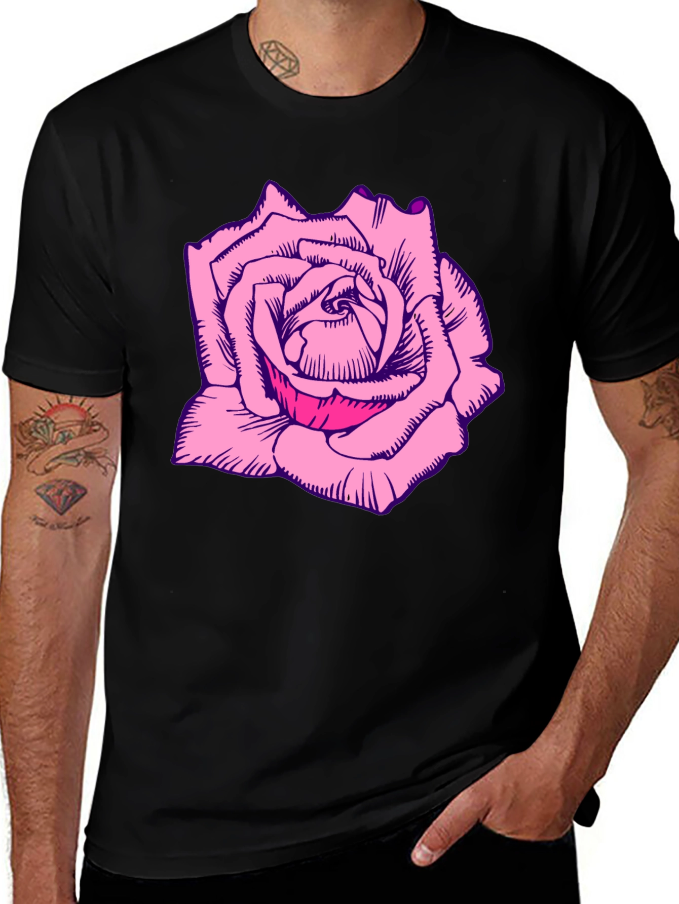 Variant 27 of Rose Graphic Tee - Bold Black T-Shirt