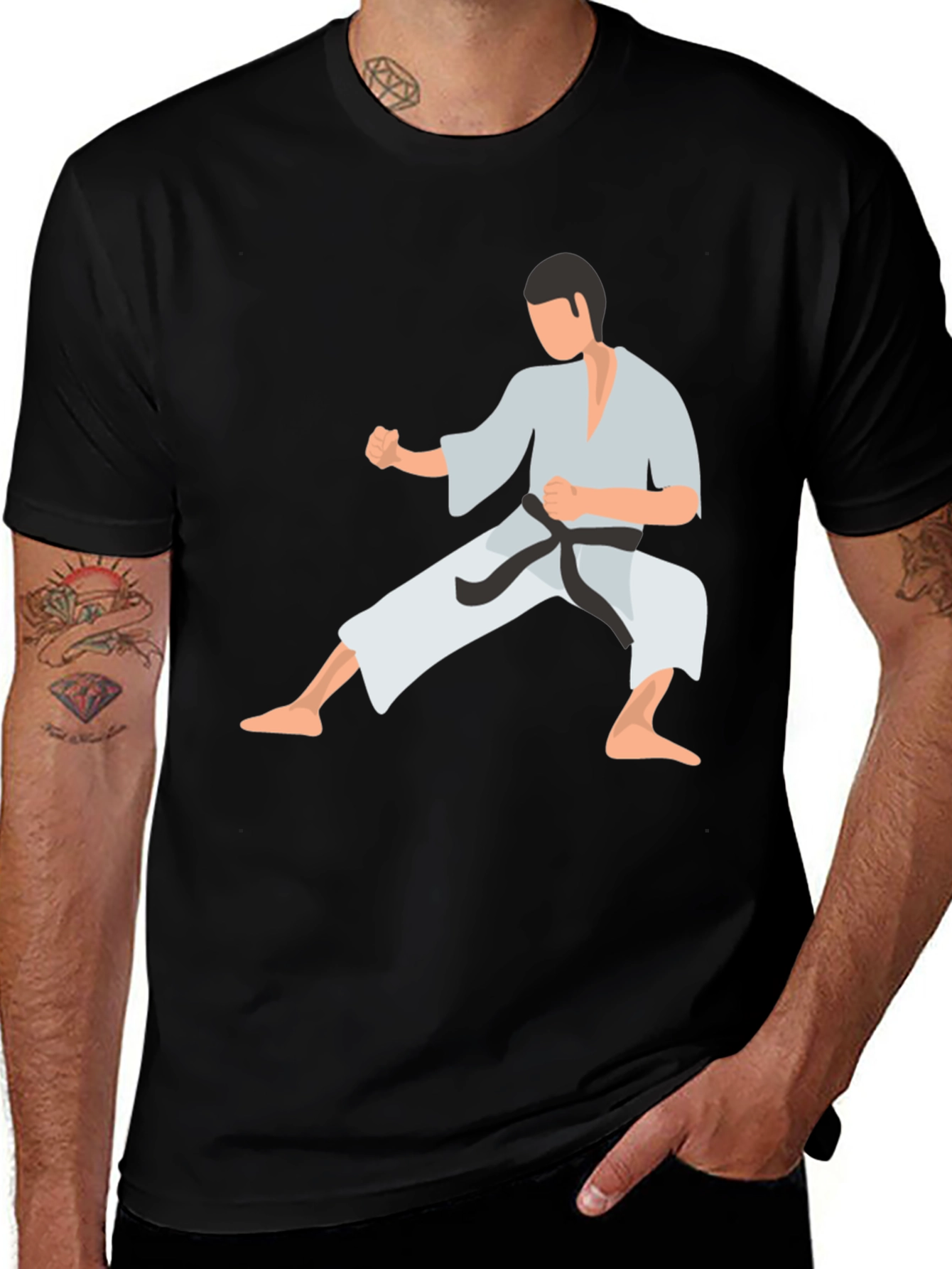 Variant 23 of Karate Graphic Tee - Black Martial Arts Shirt