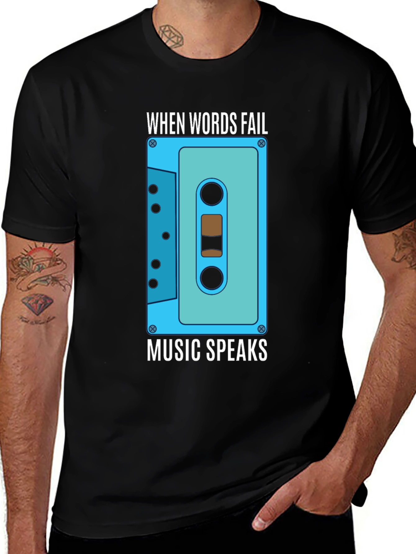 Variant 4 of Music Speaks Graphic Tee - Cassette Design
