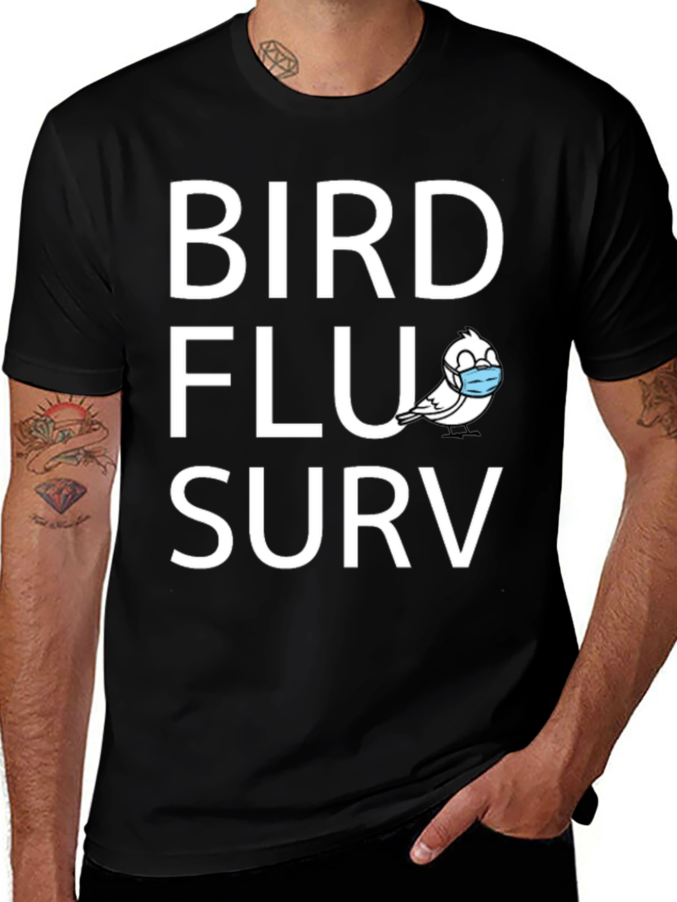 Variant 4 of Bird Flu Survivor T-Shirt - Humorous Pandemic Tee