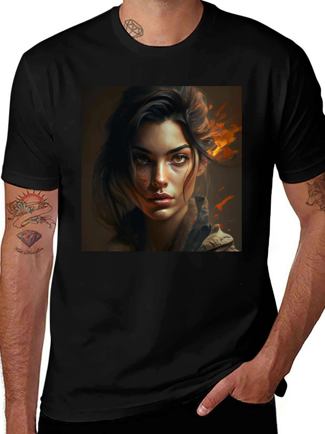 Variant 23 of Graphic Tee - Woman Portrait Black T-Shirt