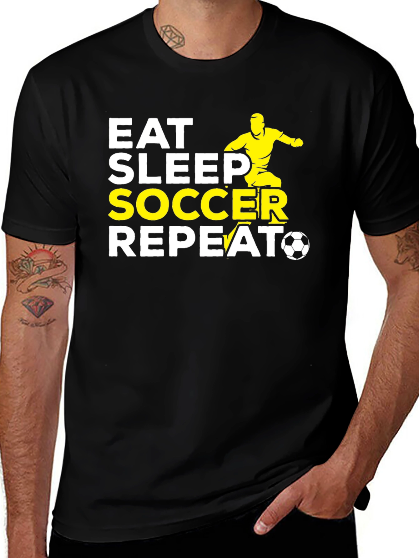 Variant 8 of Eat Sleep Soccer Repeat Black Graphic T-Shirt