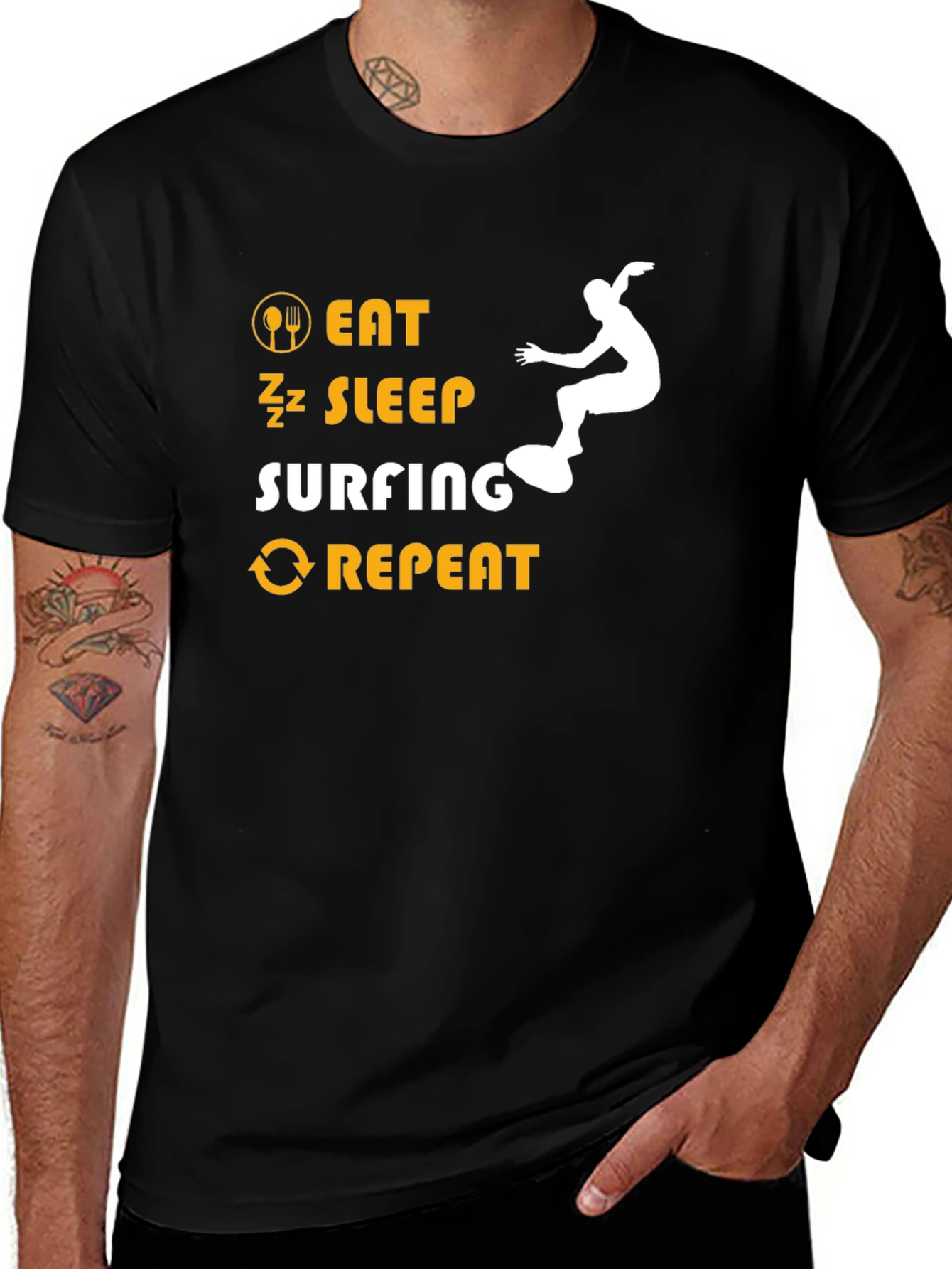 Variant 27 of Eat Sleep Surfing Repeat Graphic Tee
