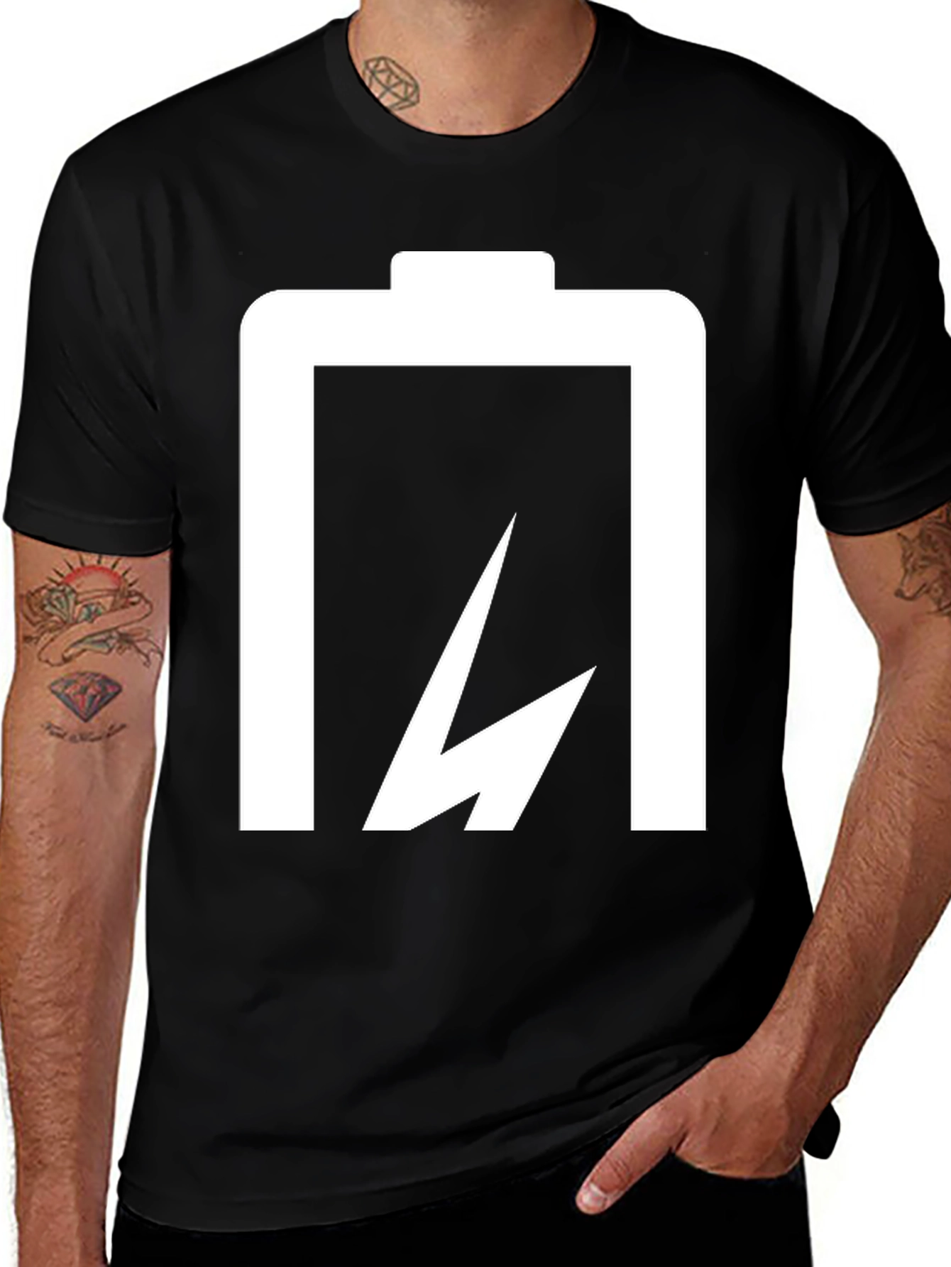 Battery Lightning Bolt Black T-Shirt