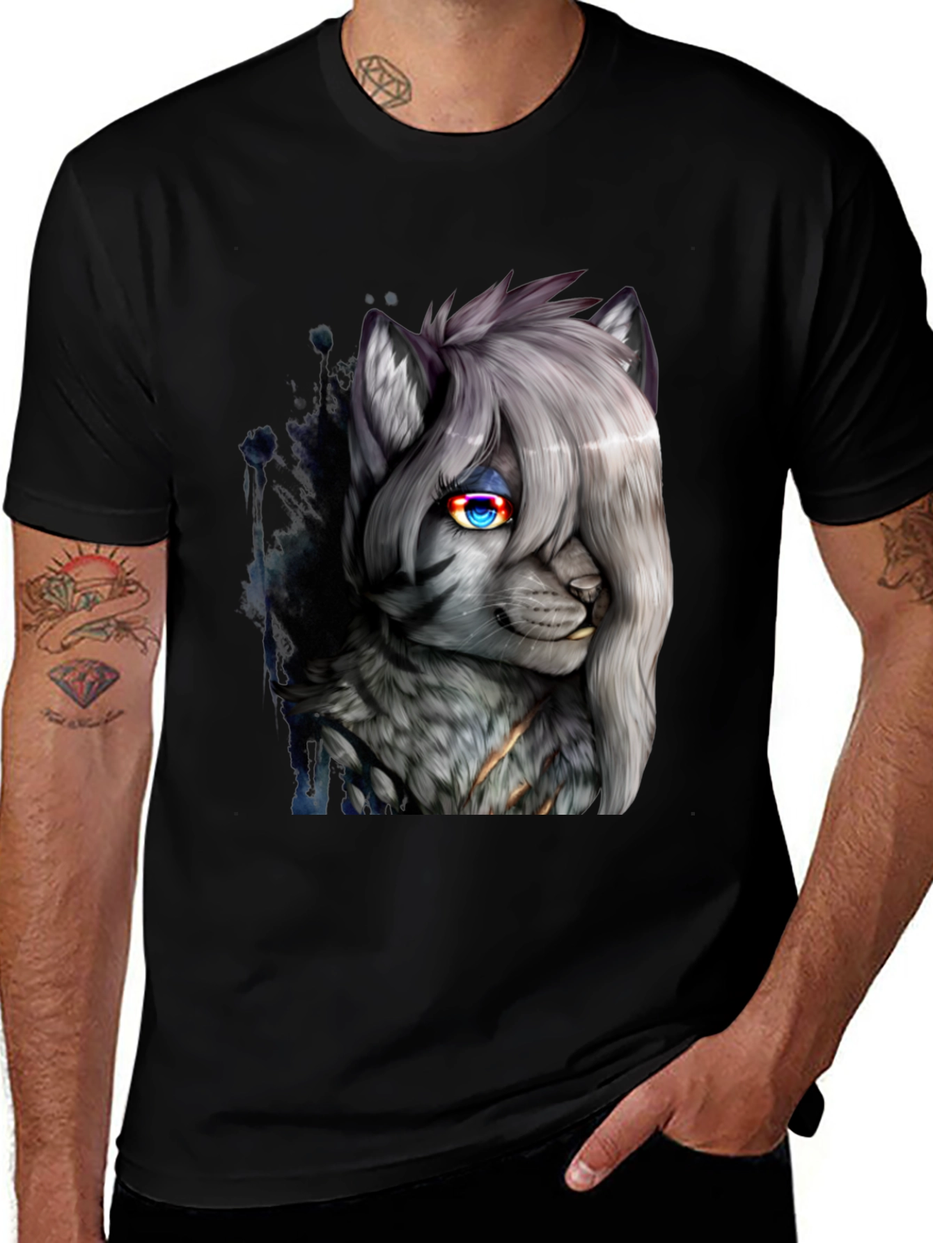 Variant 27 of Anime Wolf Graphic T-Shirt - Black