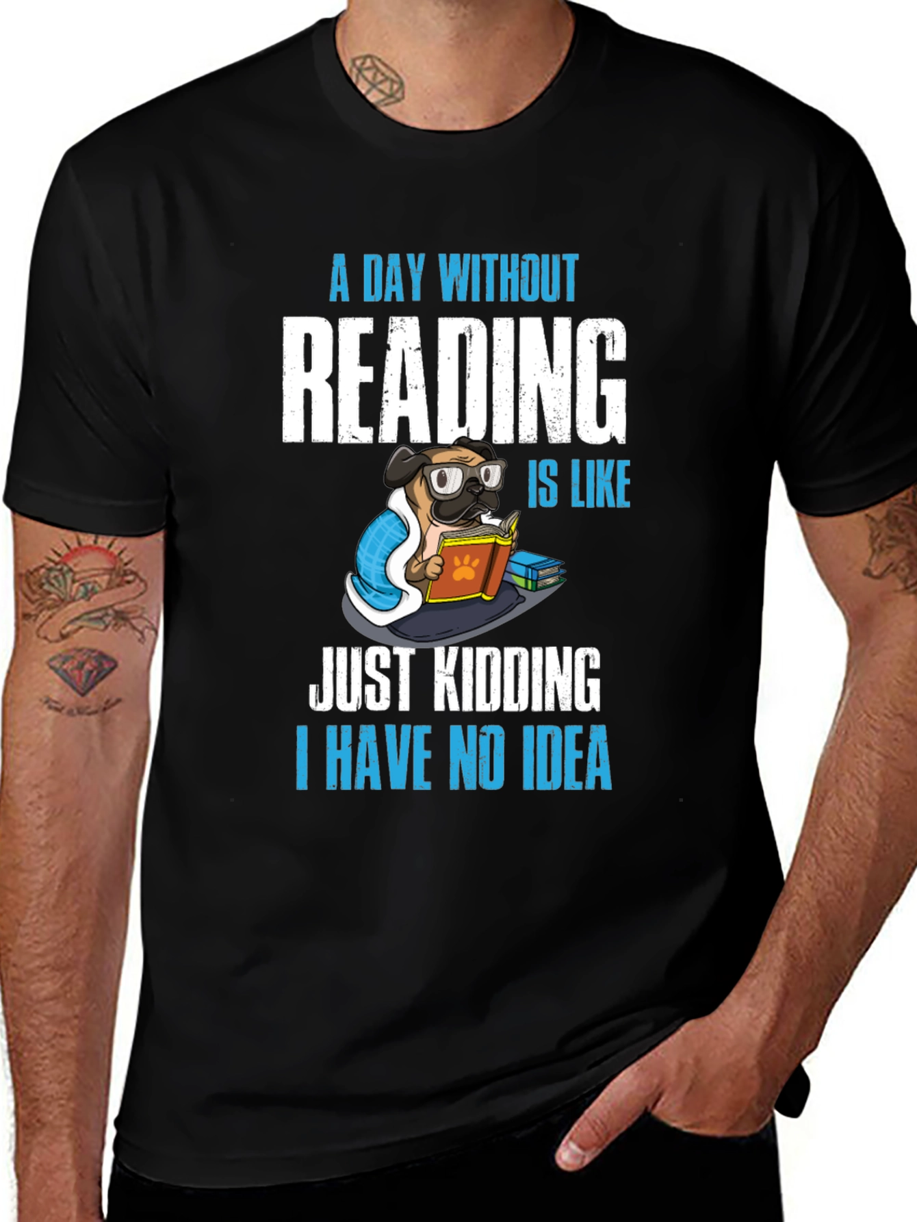 Variant 5 of Funny Reading Pug T-Shirt
