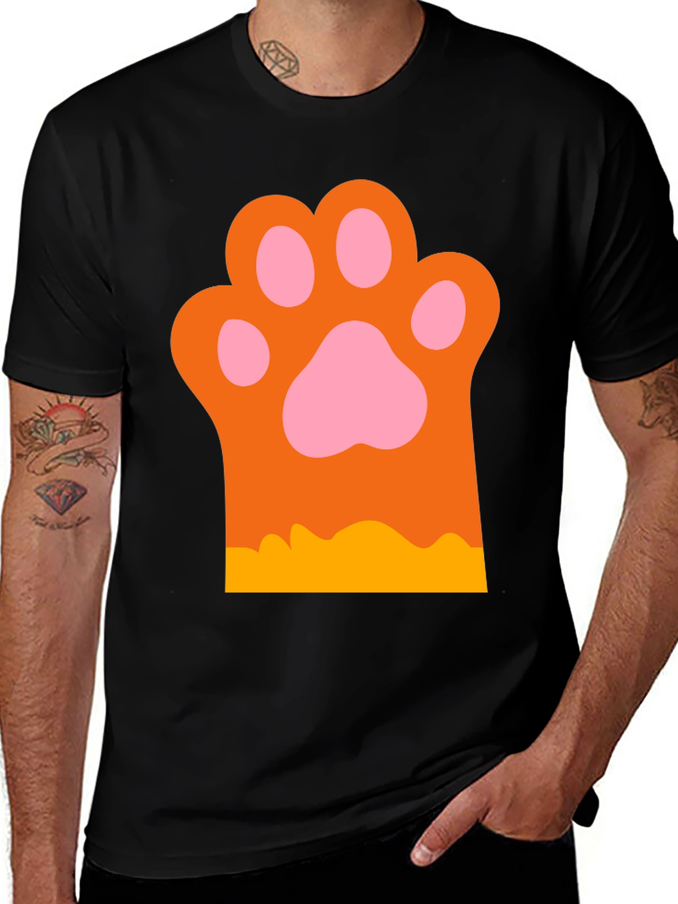 Variant 13 of Cute Orange Cat Paw Print Graphic T-Shirt