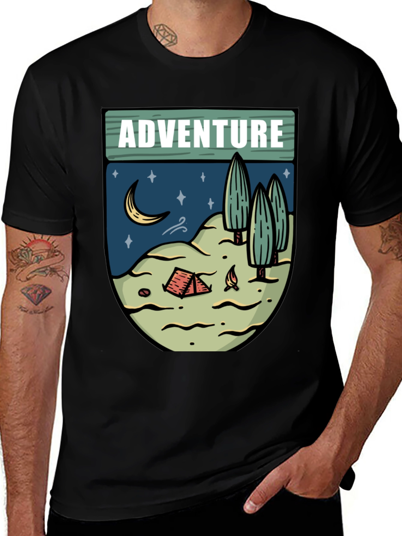 Variant 4 of Adventure Camping Graphic Tee - Black Unisex T-Shirt