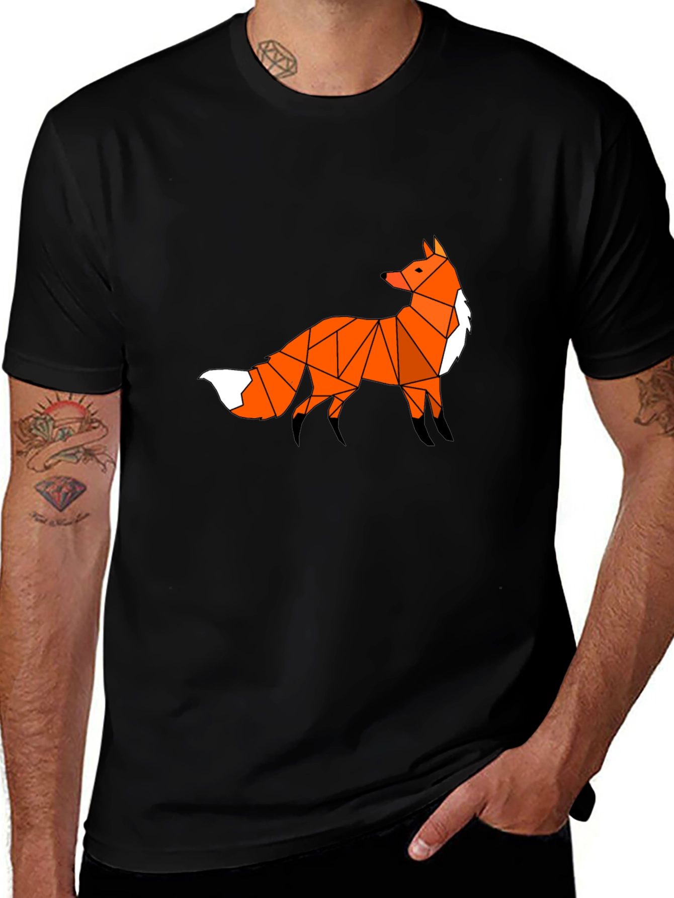 Variant 19 of Geometric Fox Graphic Tee - Black