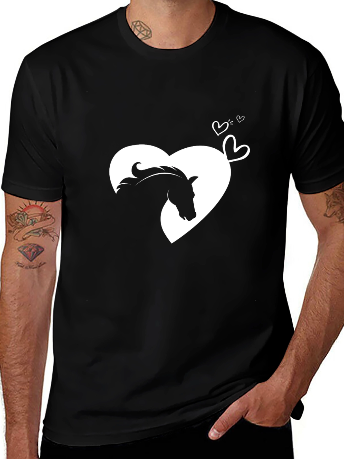 Variant 17 of Heart Horse Graphic Tee - Black