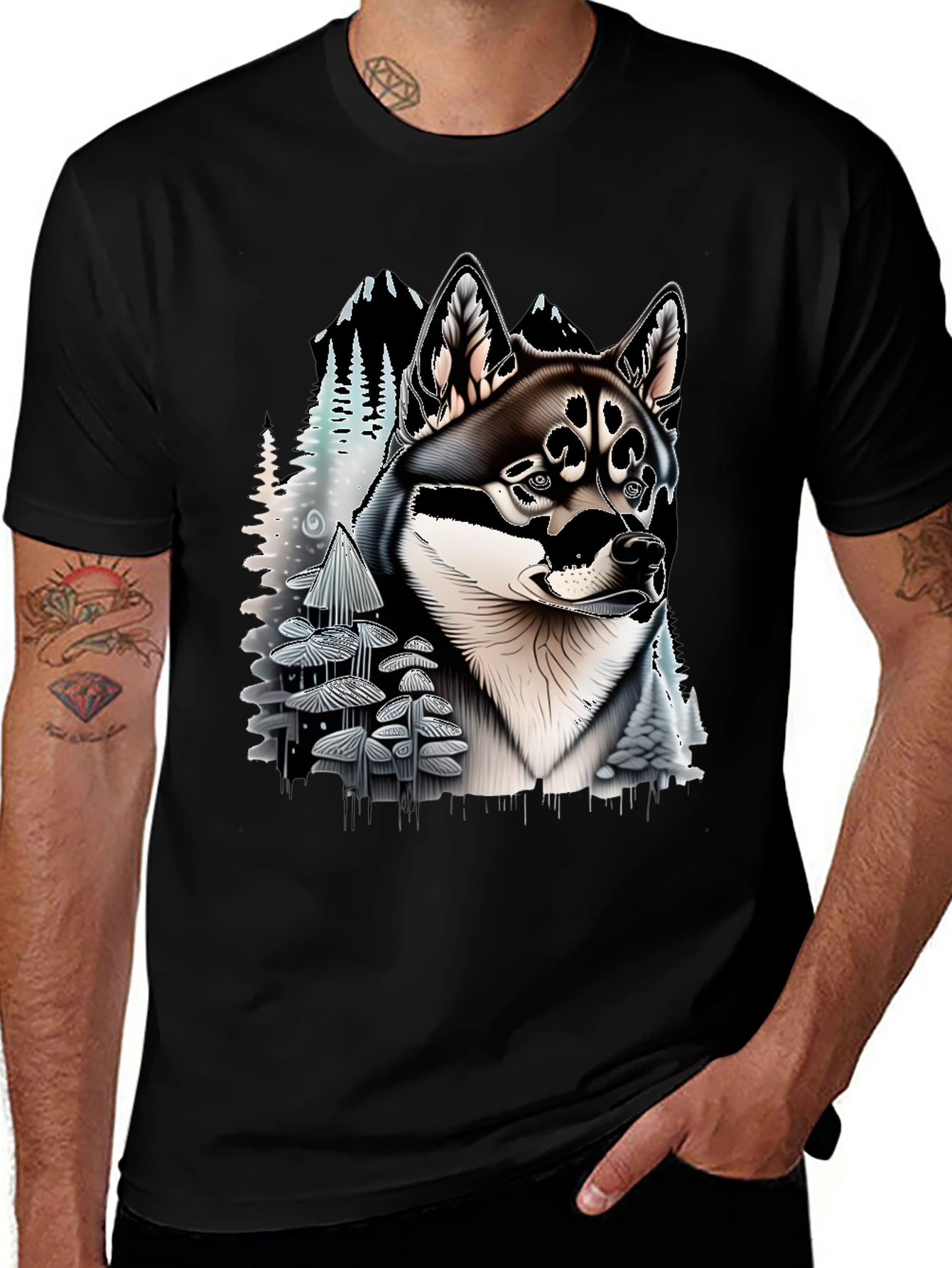 Variant 18 of Dog Graphic Tee - Black T-Shirt