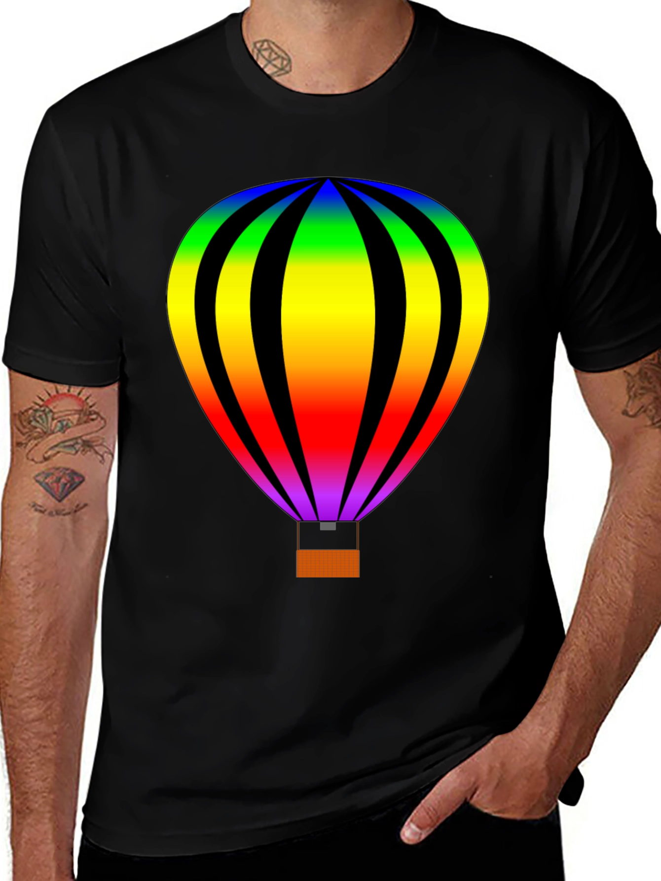 Variant 27 of Rainbow Hot Air Balloon Graphic Tee - Unisex