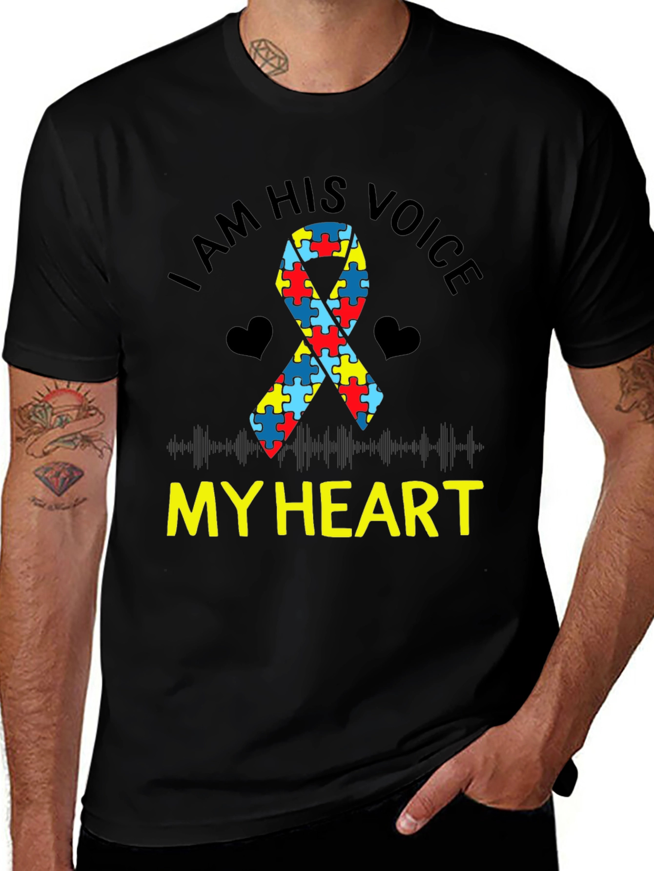Autism Awareness T-Shirt - I Am His Voice, My Heart