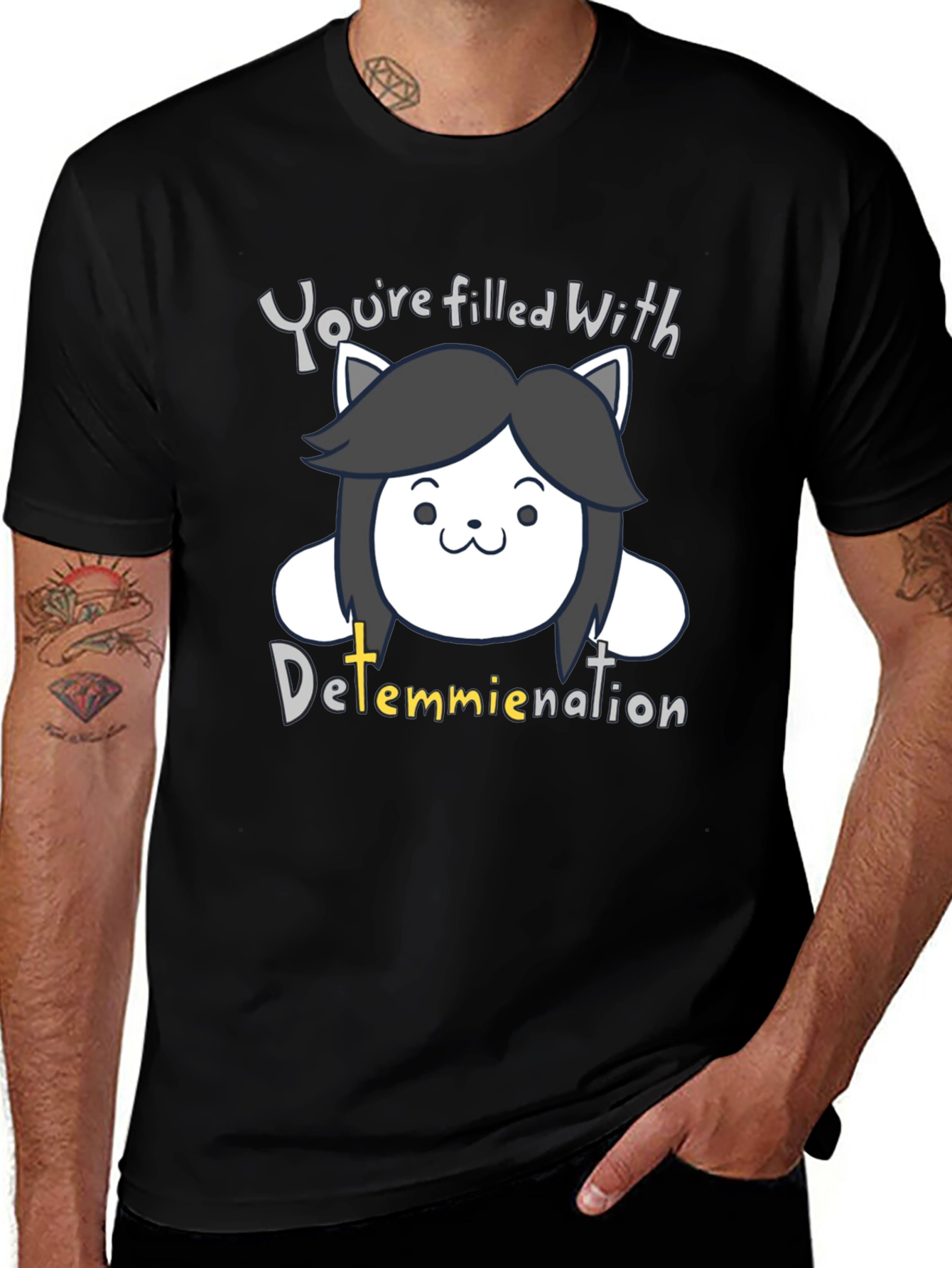 Temmie Determination T-Shirt - Undertale Inspired Fan Tee