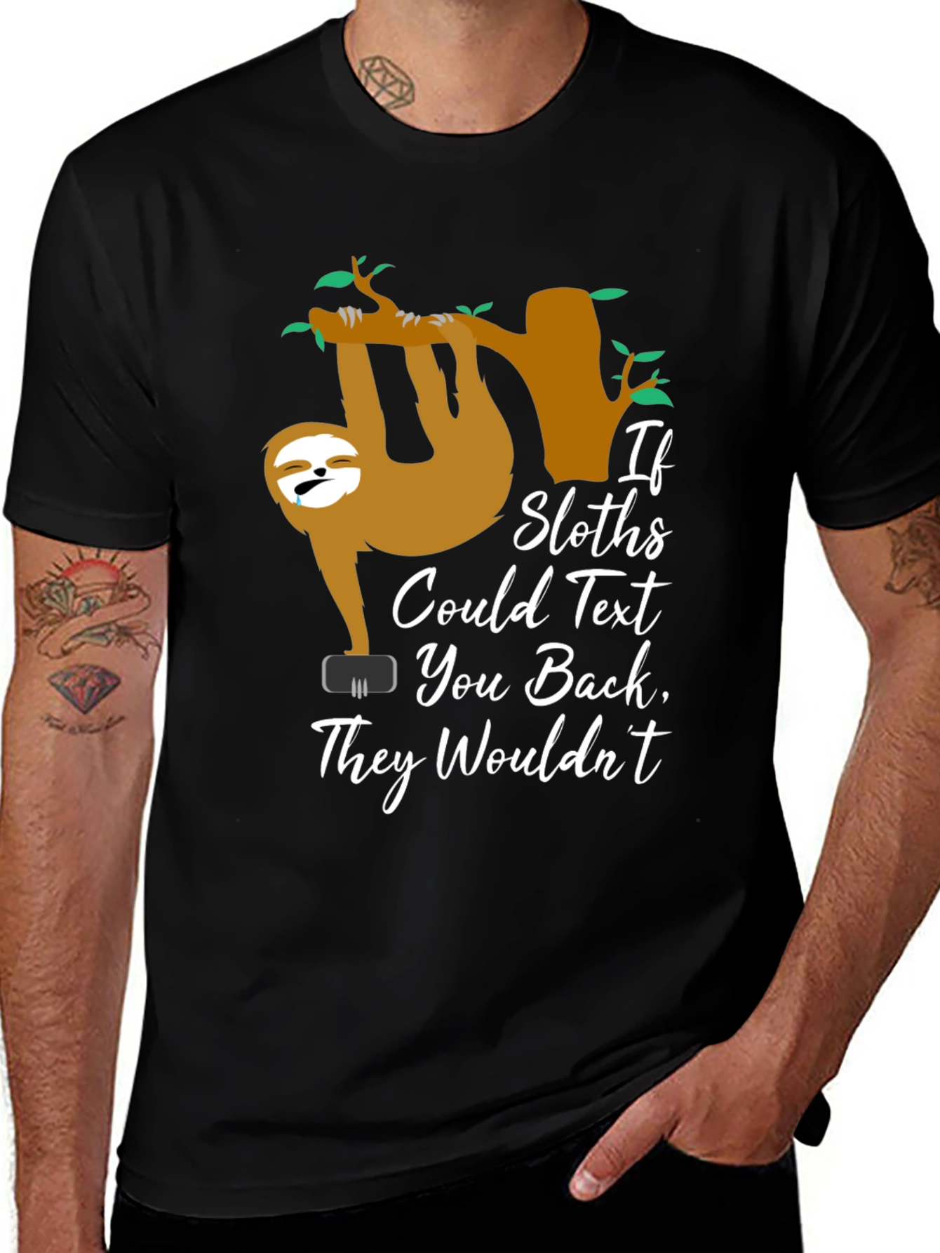 Variant 20 of If Sloths Could Text - Funny Graphic T-Shirt