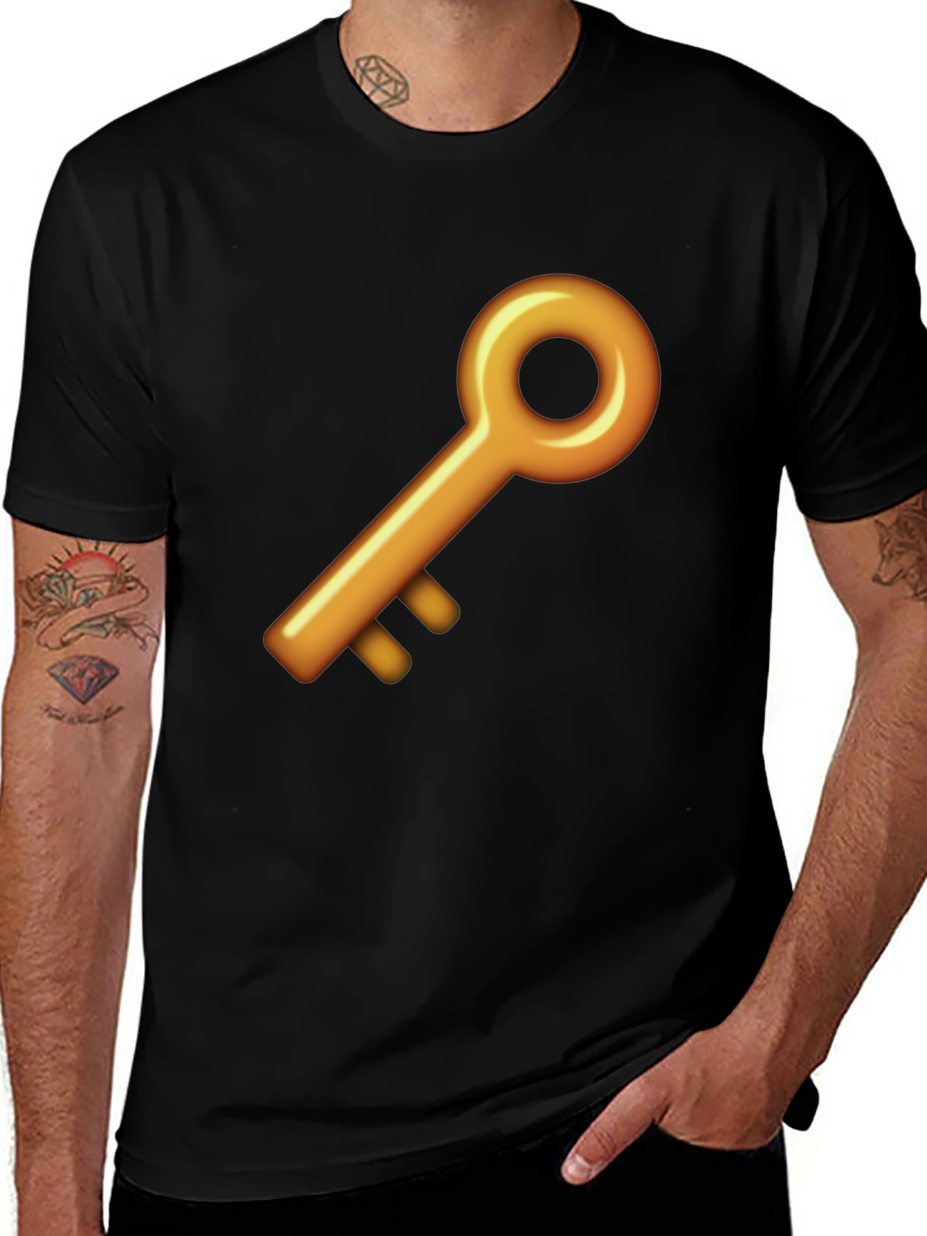 Variant 5 of Golden Key Graphic Black T-Shirt