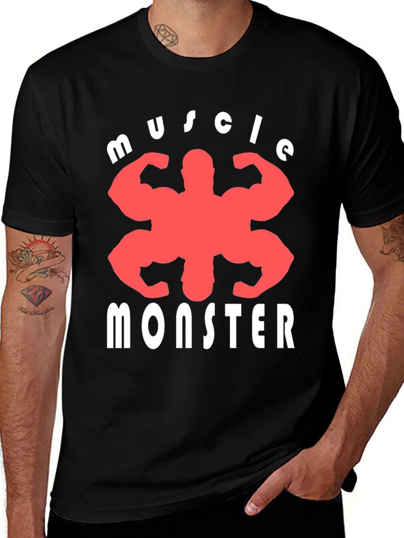 Variant 26 of Muscle Monster Graphic Tee - Black Cotton T-Shirt