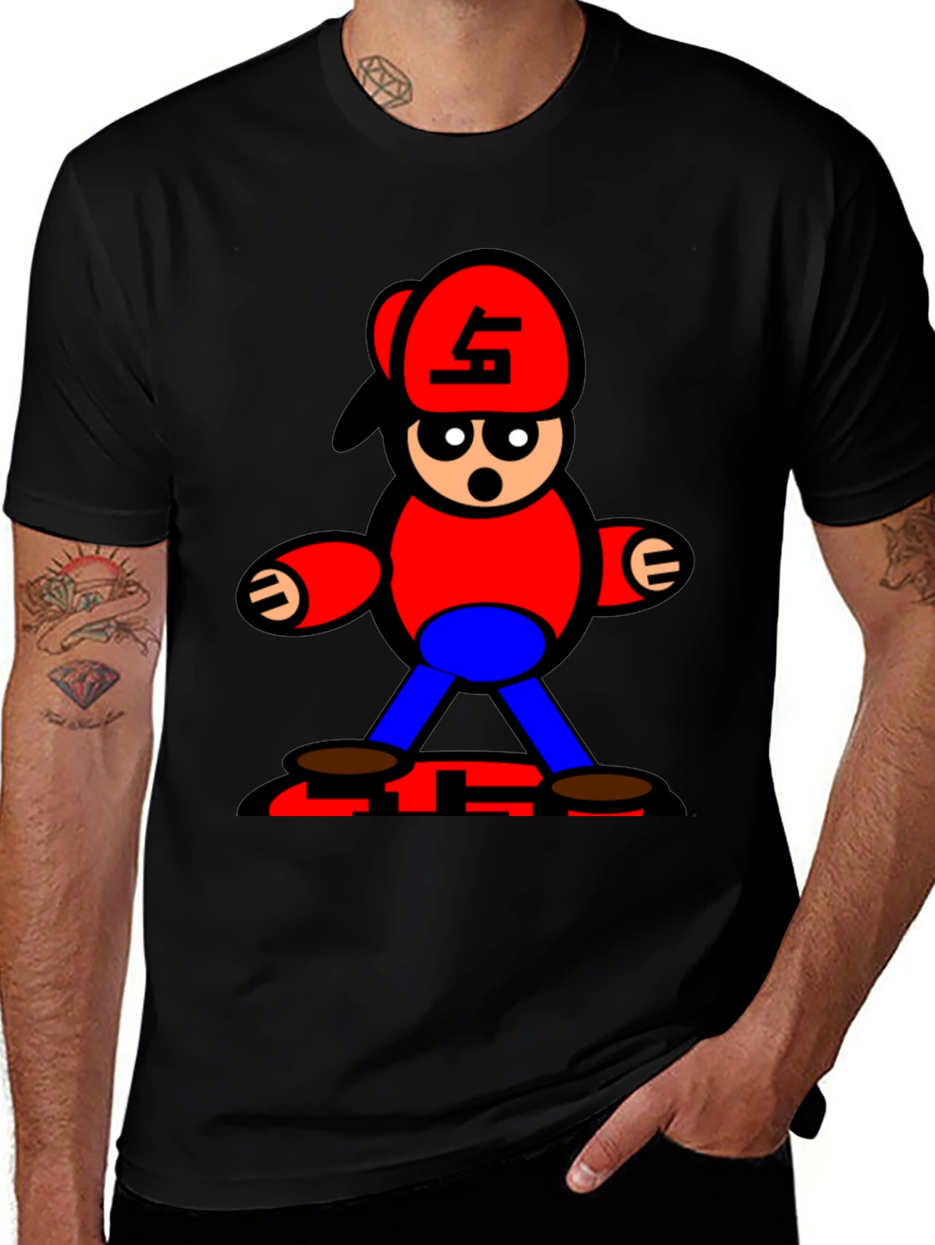 Cartoon Character Black T-Shirt
