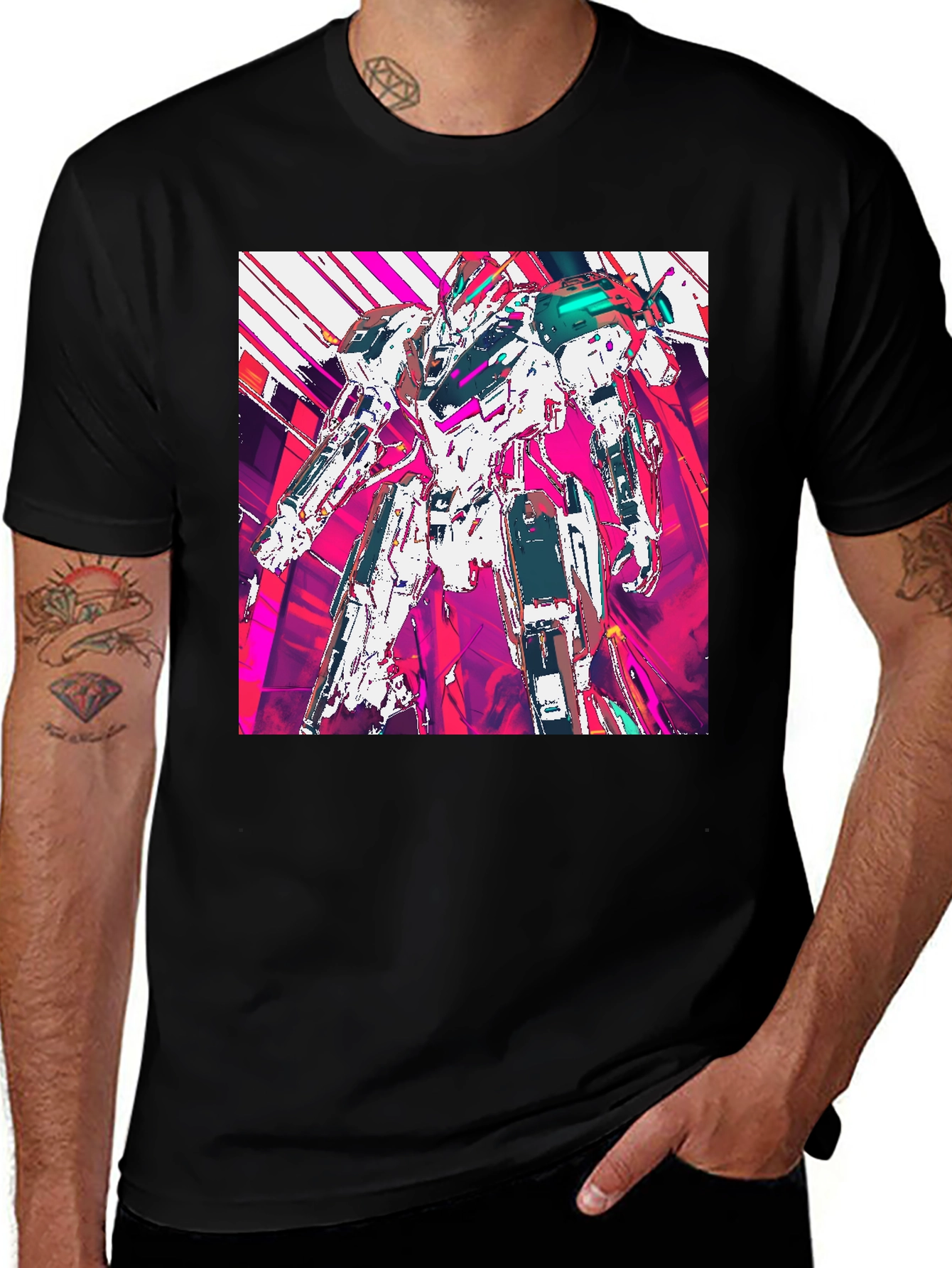 Variant 18 of Abstract Mecha Robot Graphic T-Shirt