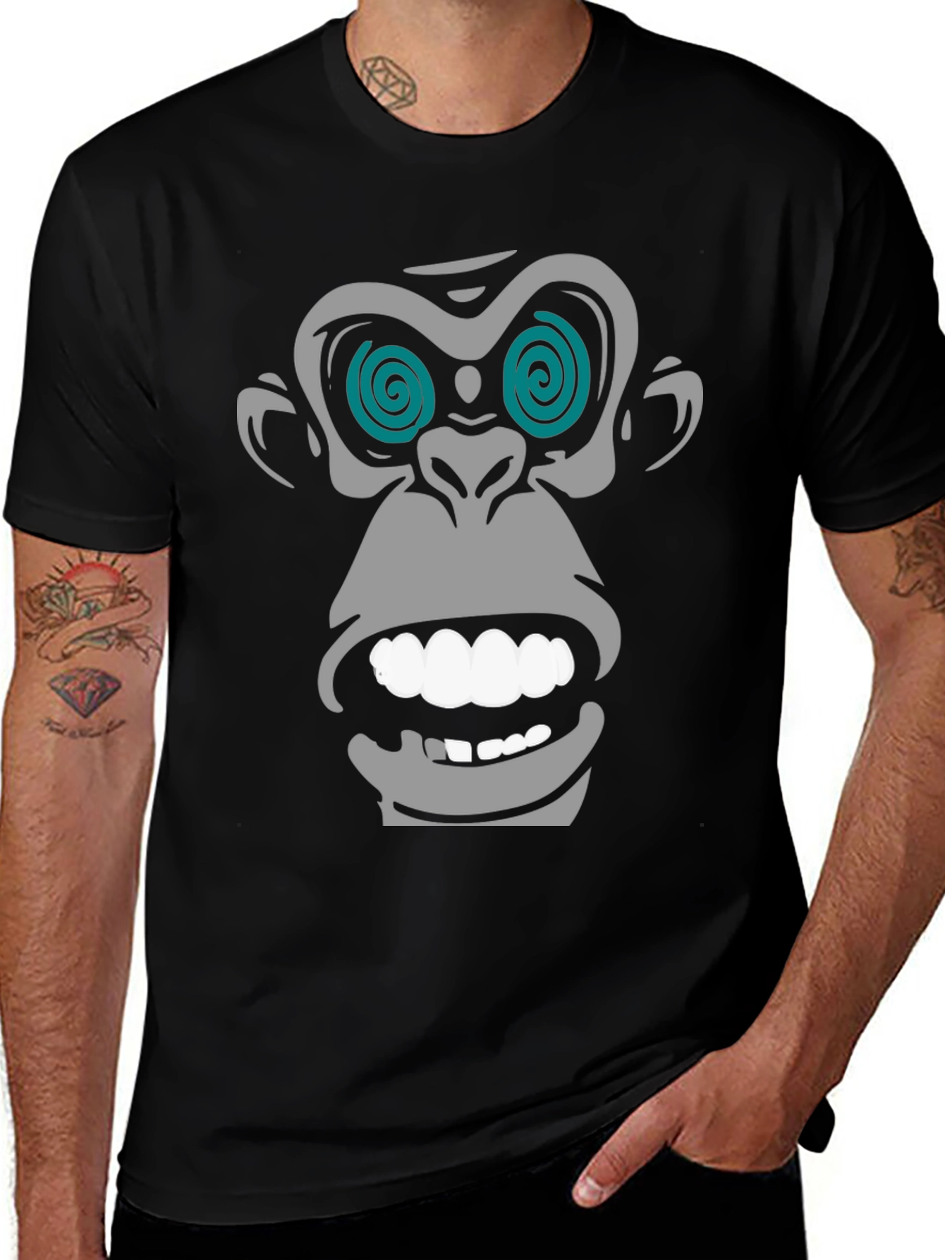 Variant 5 of Hypnotic Monkey Graphic T-Shirt - Black