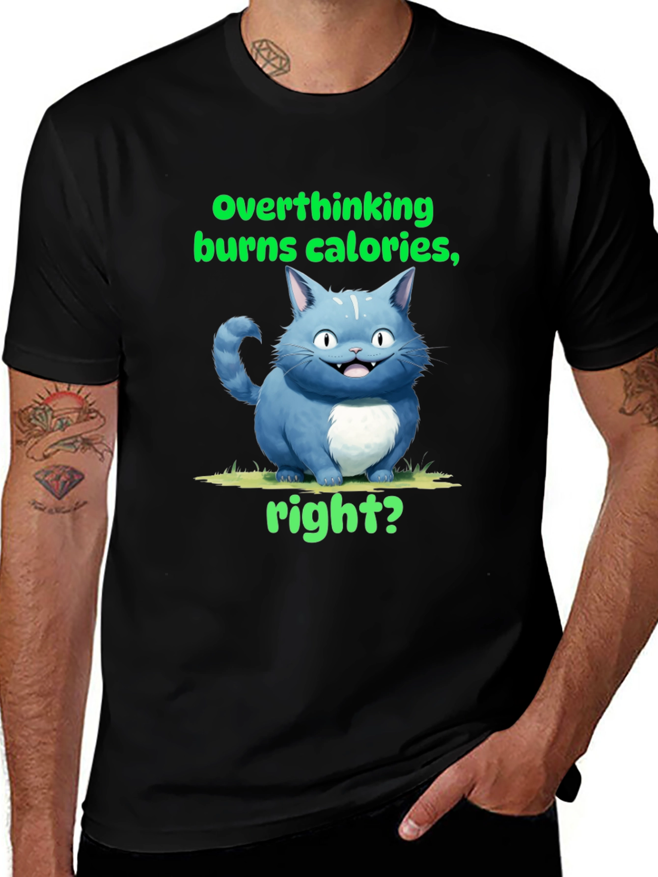 Variant 13 of Overthinking Burns Calories T-Shirt Funny Cat Tee