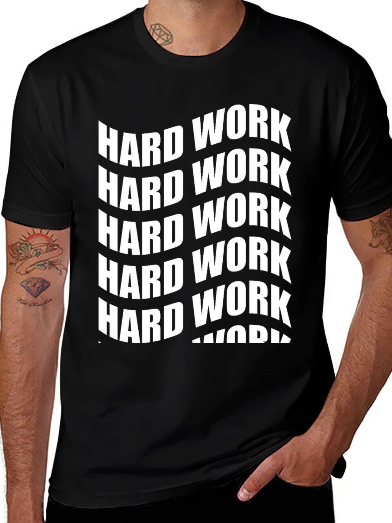 Variant 17 of Hard Work Graphic Print Black T-Shirt