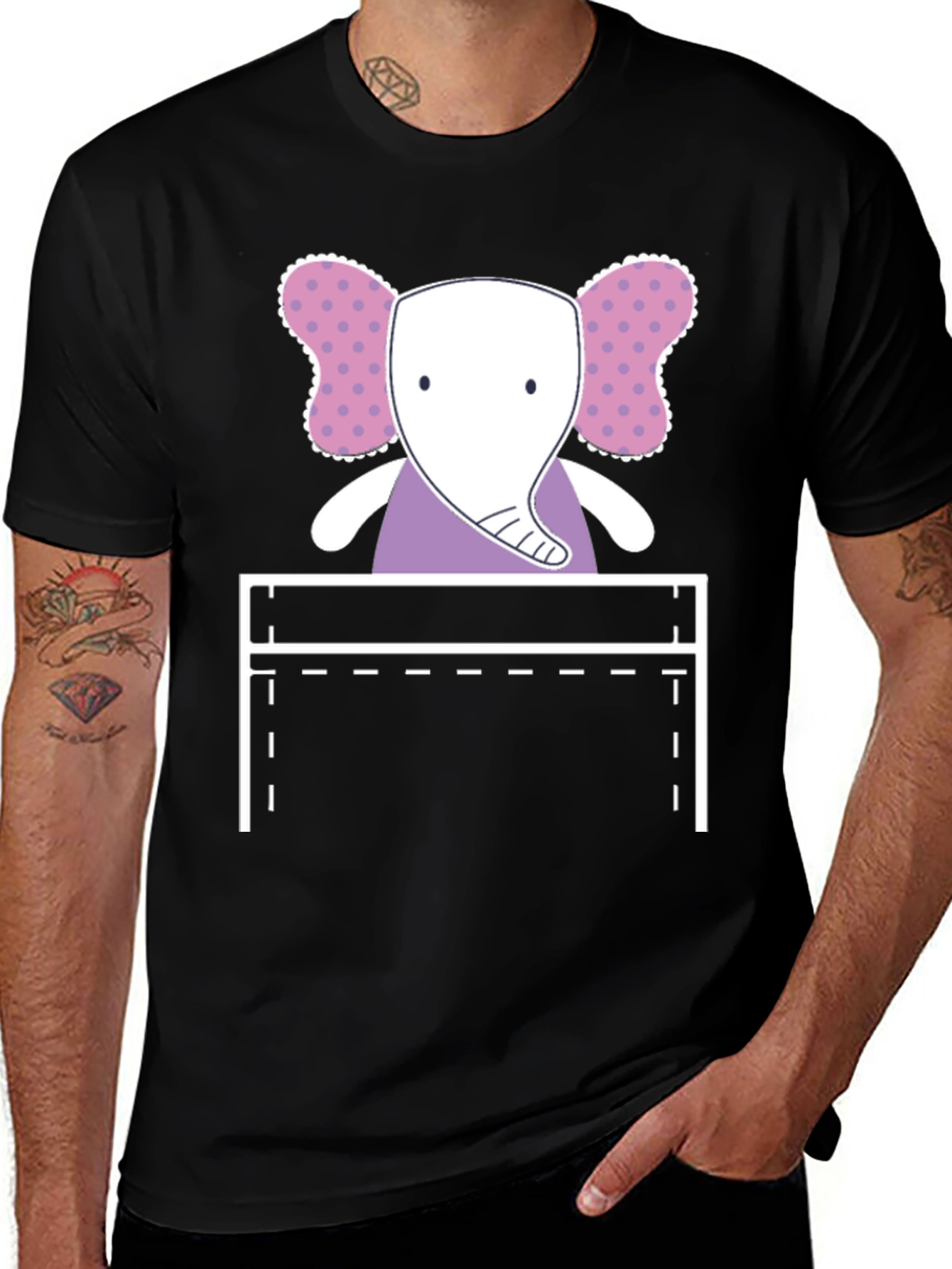 Variant 28 of Cute Elephant Pocket Graphic Tee