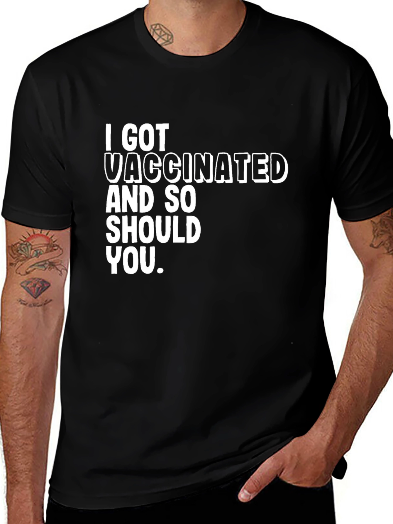 Variant 14 of I Got Vaccinated T-Shirt - Pro Vaccine Black Tee