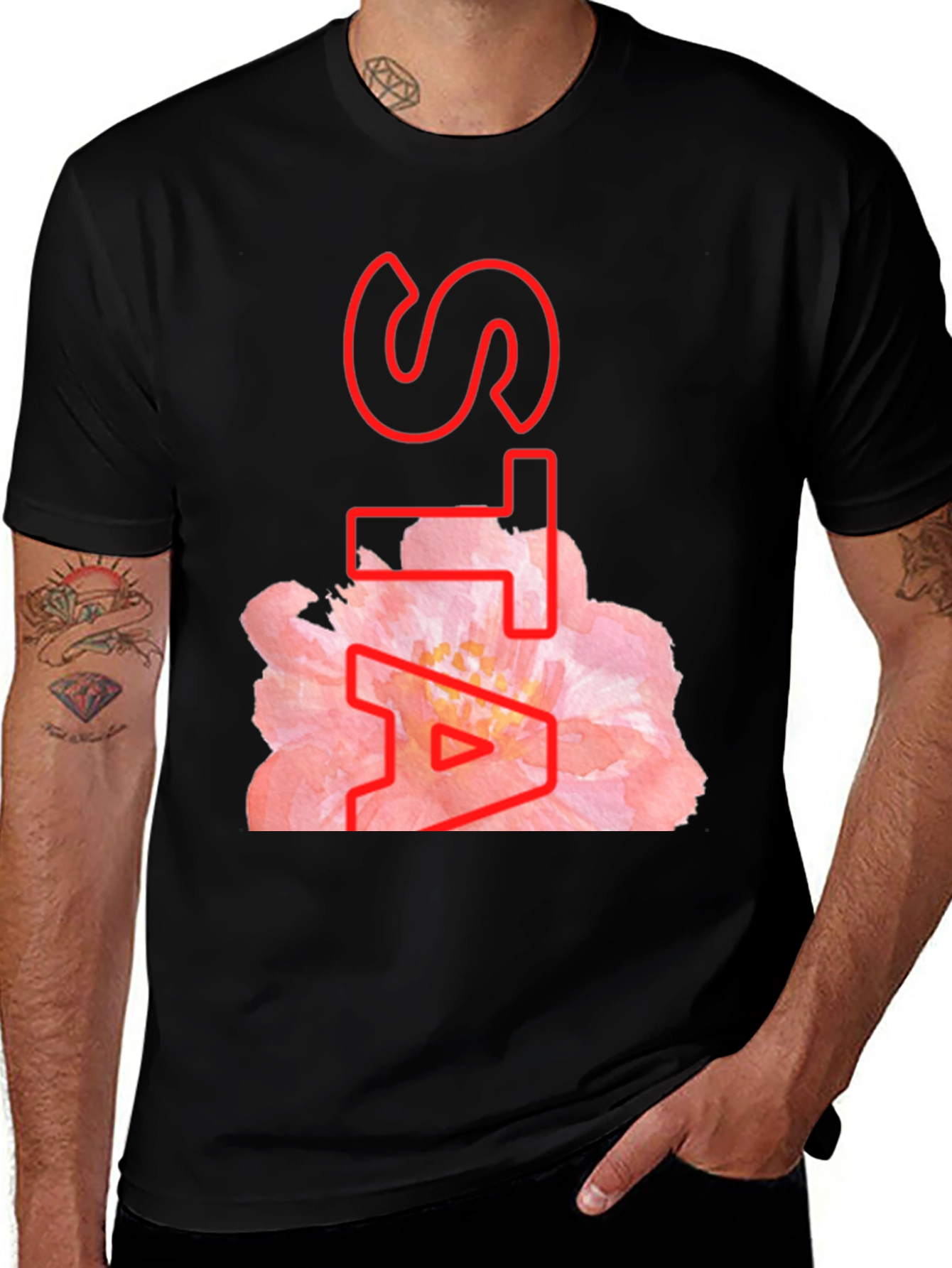 Variant 14 of Floral STA Black T-Shirt