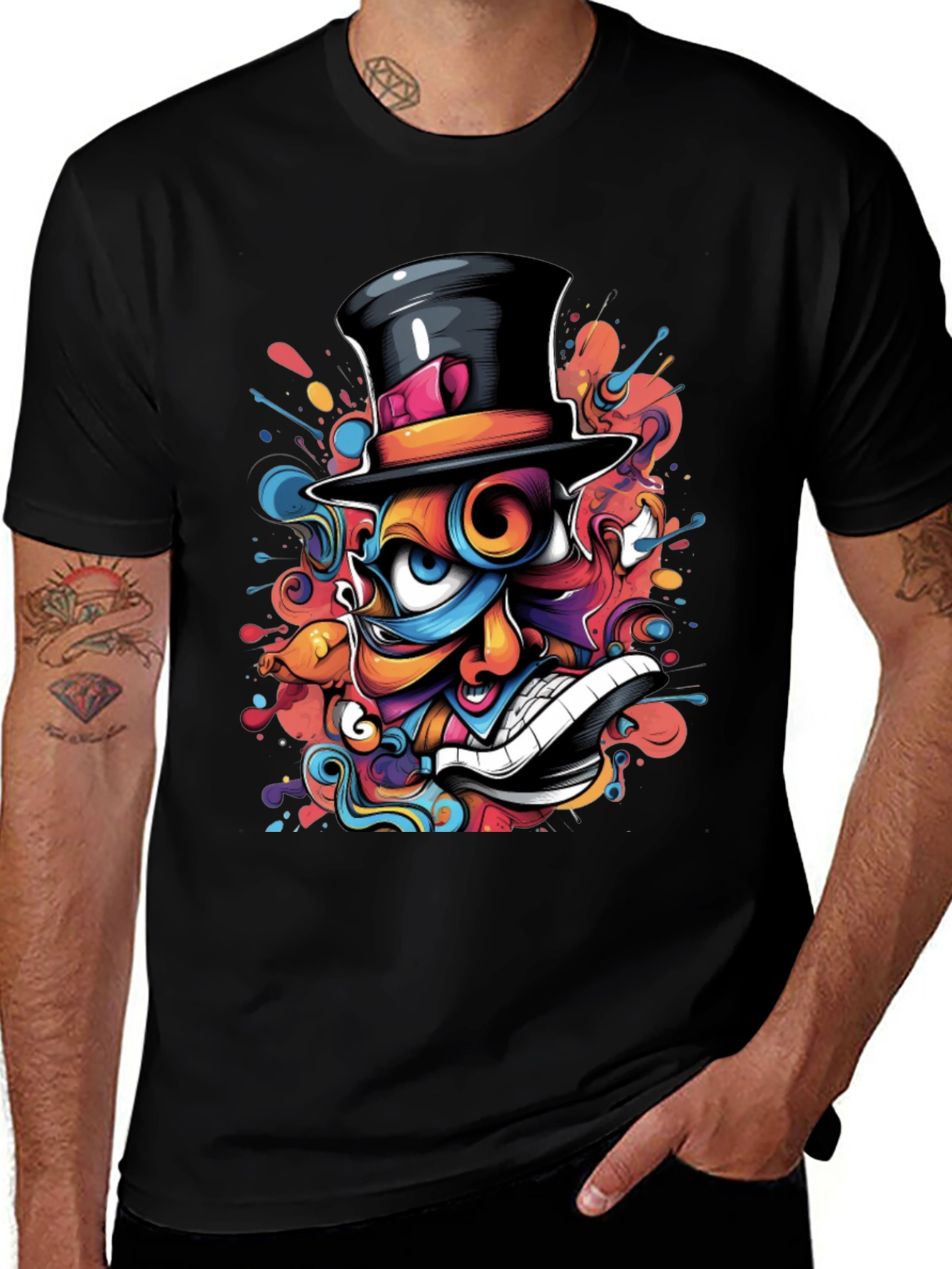 Variant 24 of Colorful Top Hat Graphic Tee