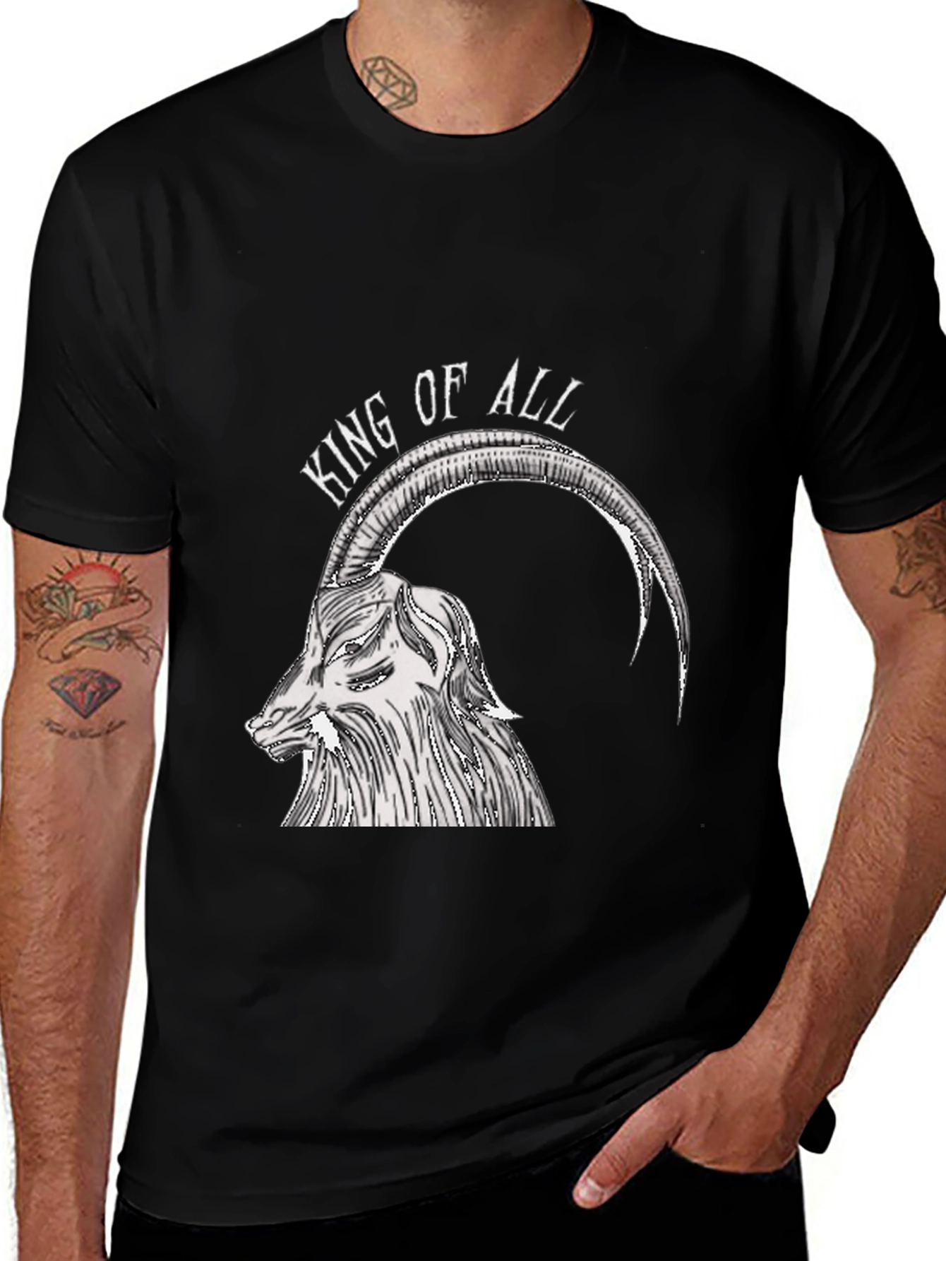 Variant 9 of King of All Goat Graphic Tee - Black Cotton Shirt